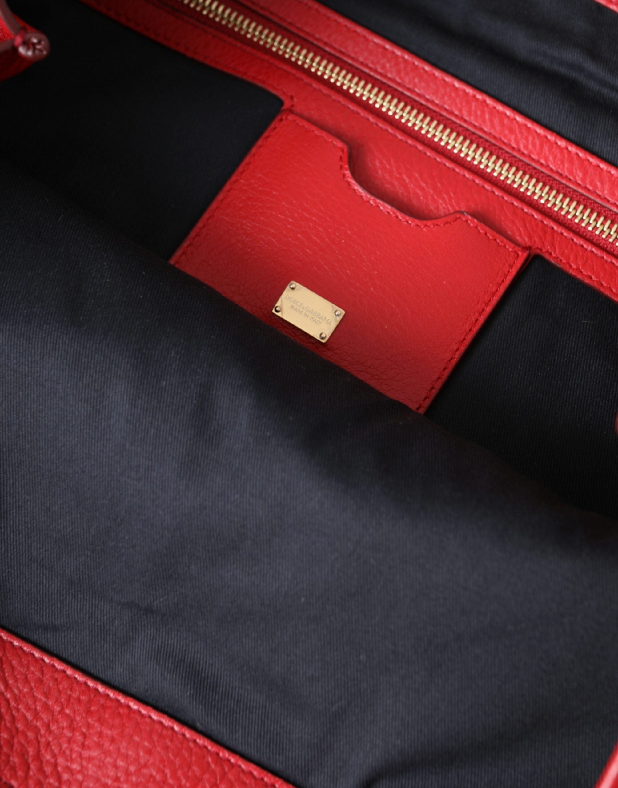 Dolce & Gabbana Red Leather #DGFamily Patch Shopping Tote Bag -  Luxury Shopper Bag for Women -  Dolce & Gabbana.
