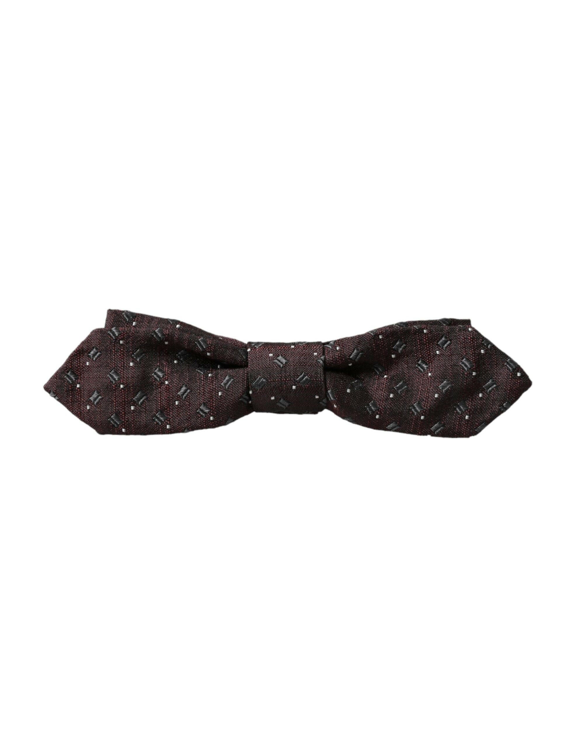 Dolce & Gabbana Maroon Silk Patterned Adjustable Neck Papillon Bow Tie -  Neckties, Men -  Dolce & Gabbana.