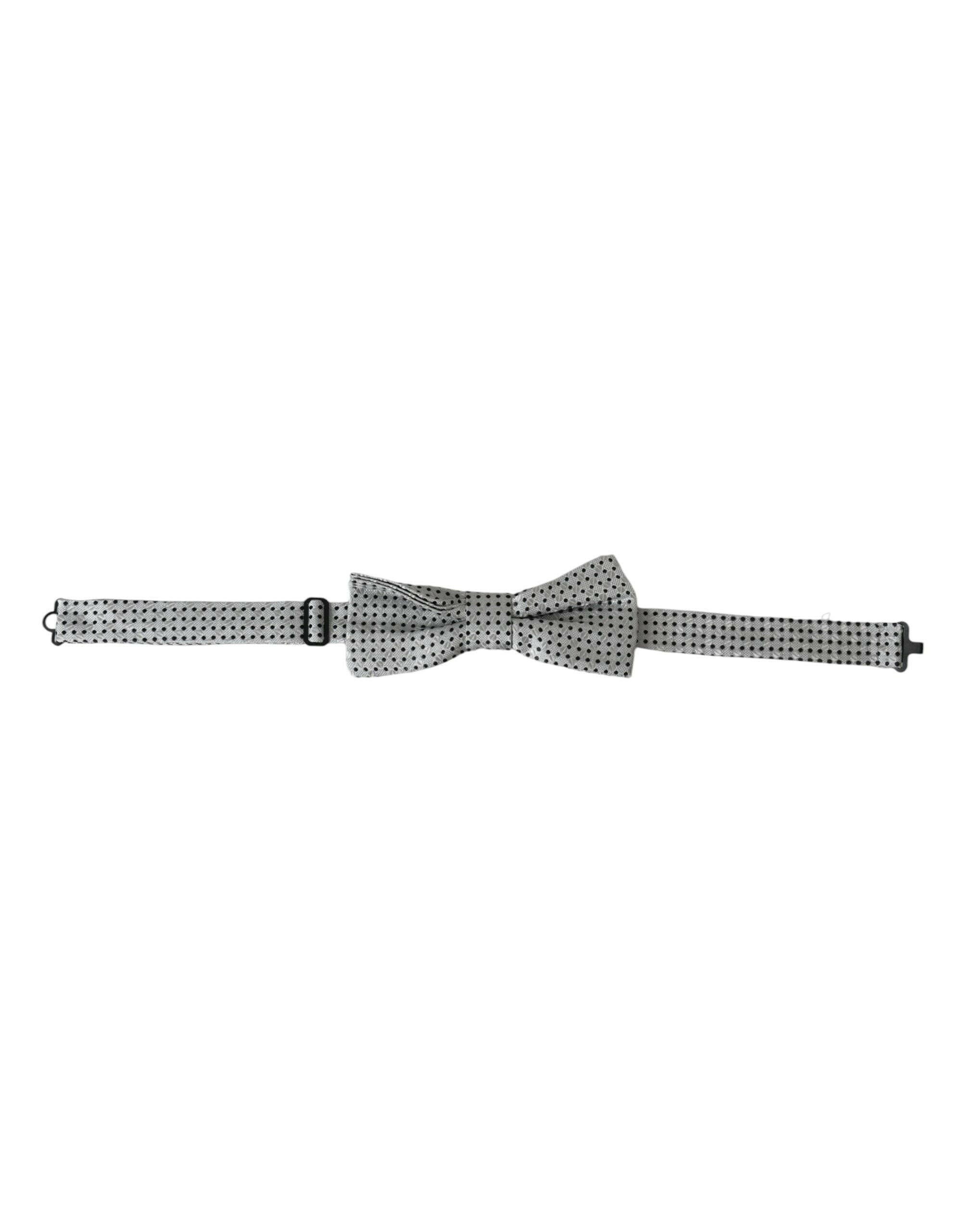 Dolce & Gabbana Gray Silk Polka Dot Adjustable Neck Men Papillon Bow Tie -  Neckties, Men -  Dolce & Gabbana.