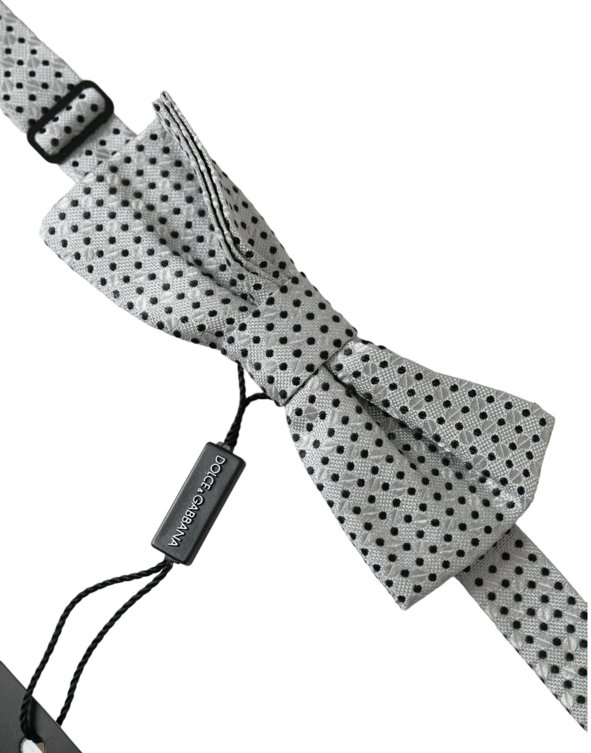 Dolce & Gabbana Gray Silk Polka Dot Adjustable Neck Men Papillon Bow Tie -  Neckties, Men -  Dolce & Gabbana.