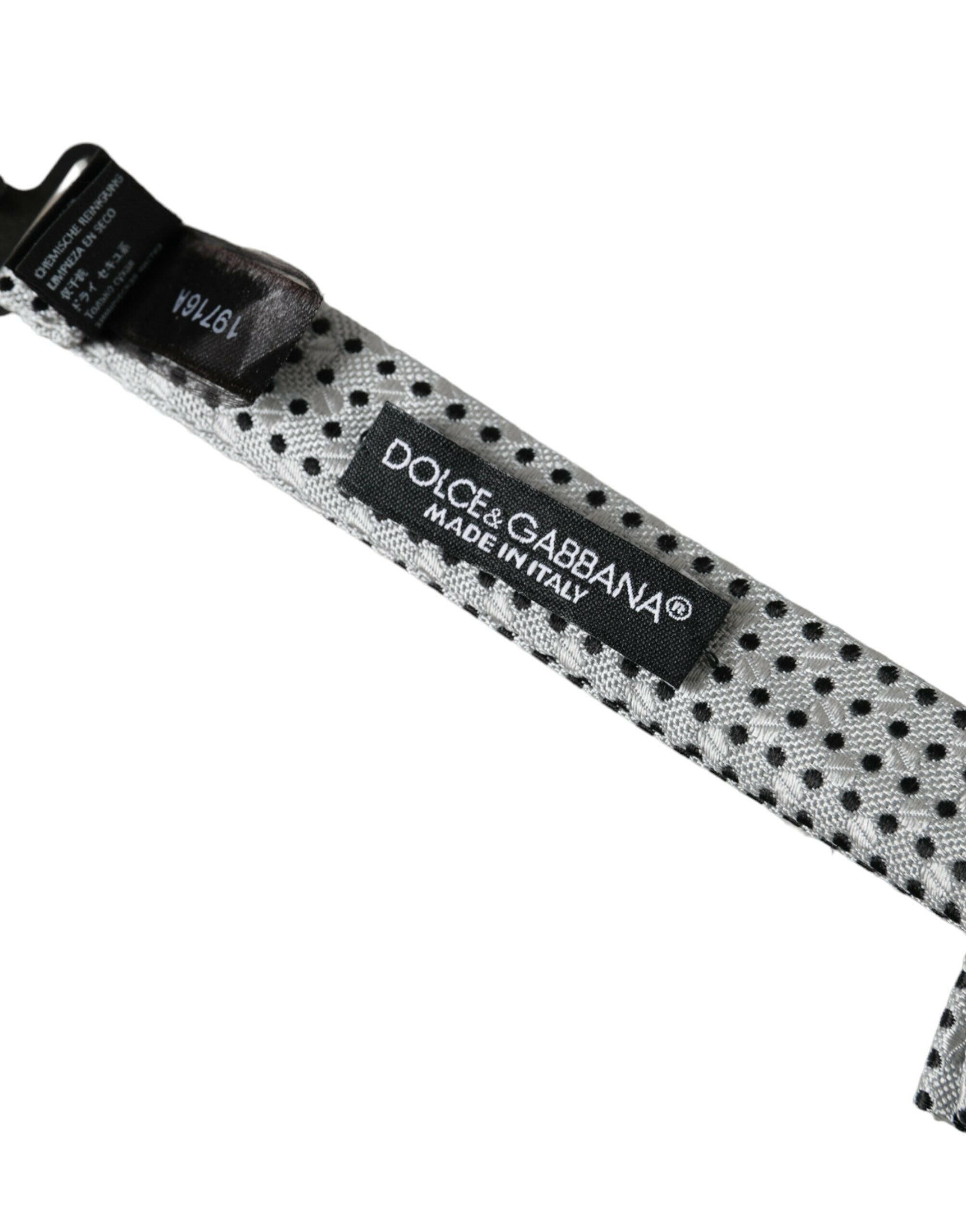 Dolce & Gabbana Gray Silk Polka Dot Adjustable Neck Men Papillon Bow Tie -  Neckties, Men -  Dolce & Gabbana.