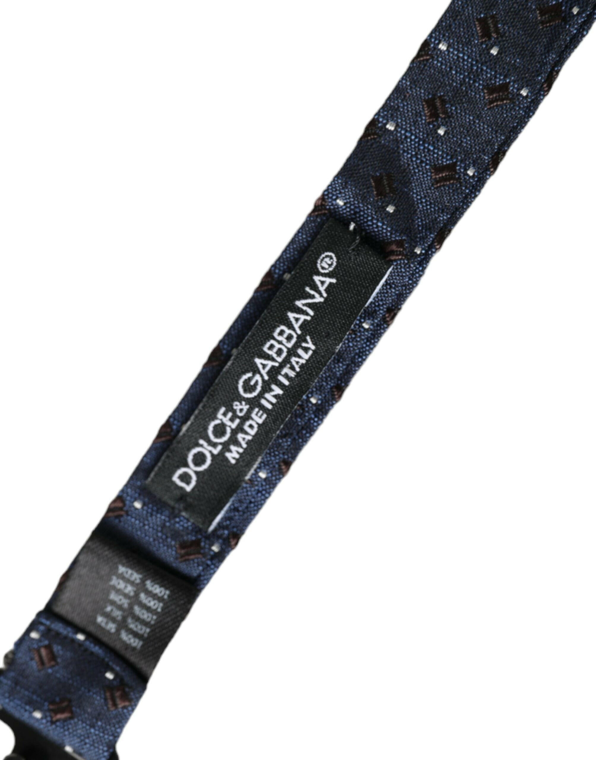 Dolce & Gabbana Navy Blue Silk Patterned Adjustable Men Papillon Bow Tie -  Neckties, Men -  Dolce & Gabbana.