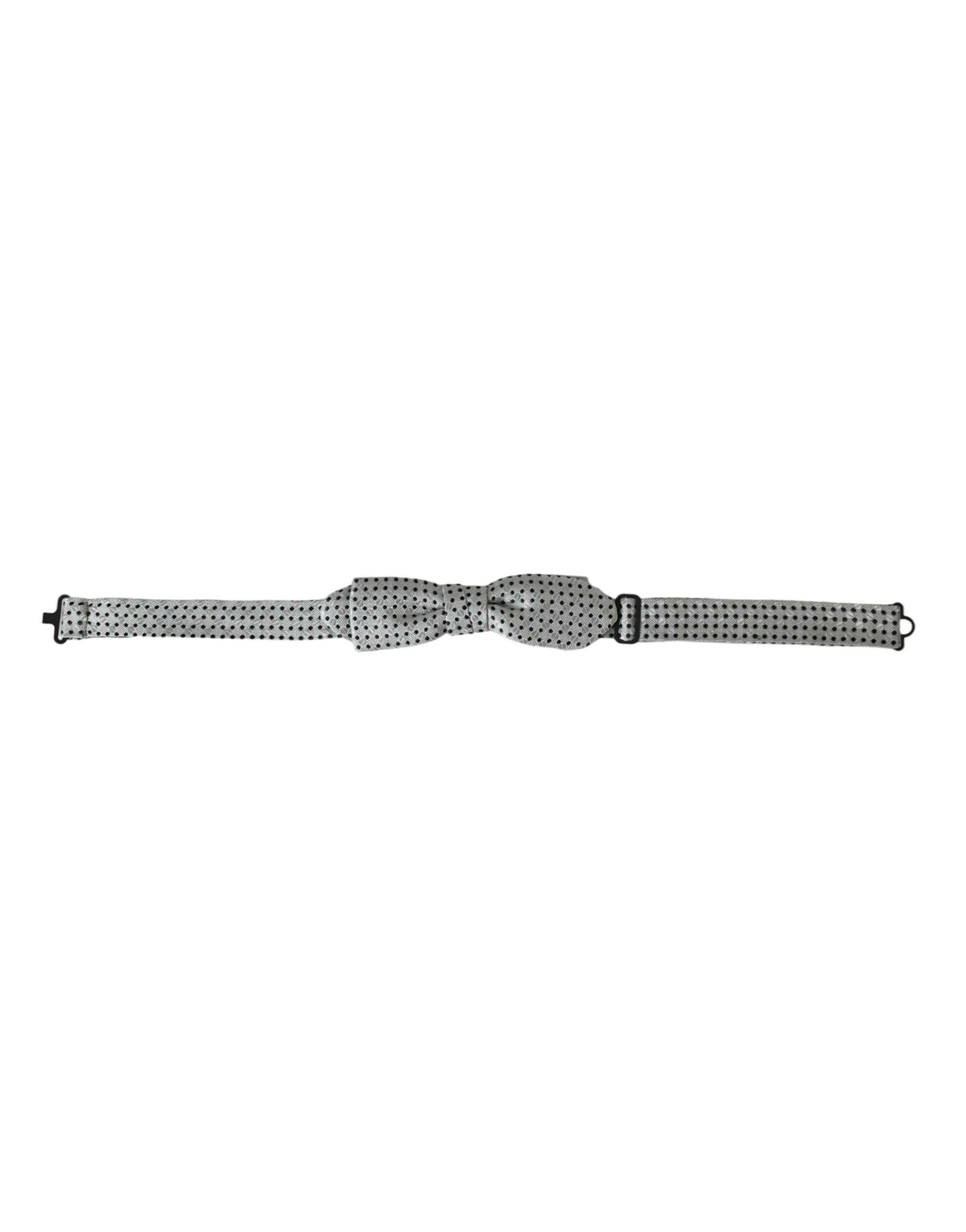 Dolce & Gabbana Gray Silk Polka Dot Adjustable Neck Men Papillon Bow Tie -  Neckties, Men -  Dolce & Gabbana.