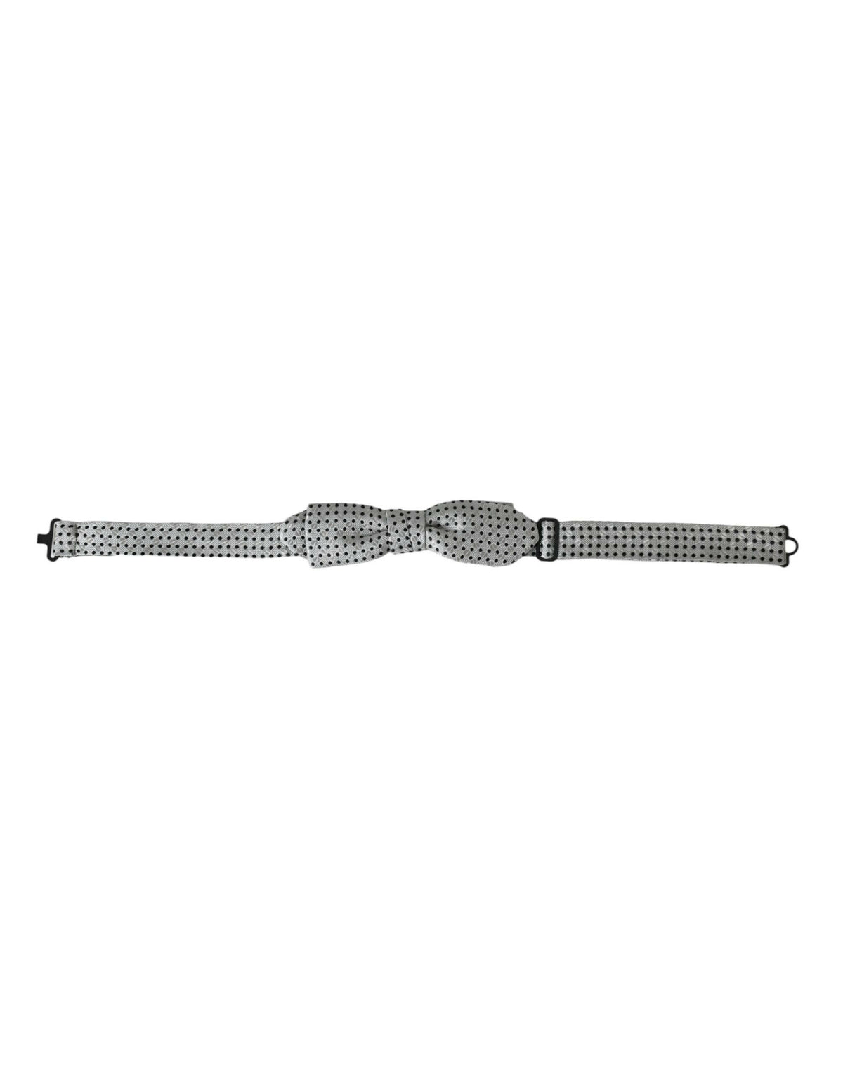 Dolce & Gabbana Gray Silk Polka Dot Adjustable Neck Men Papillon Bow Tie -  Neckties, Men -  Dolce & Gabbana.