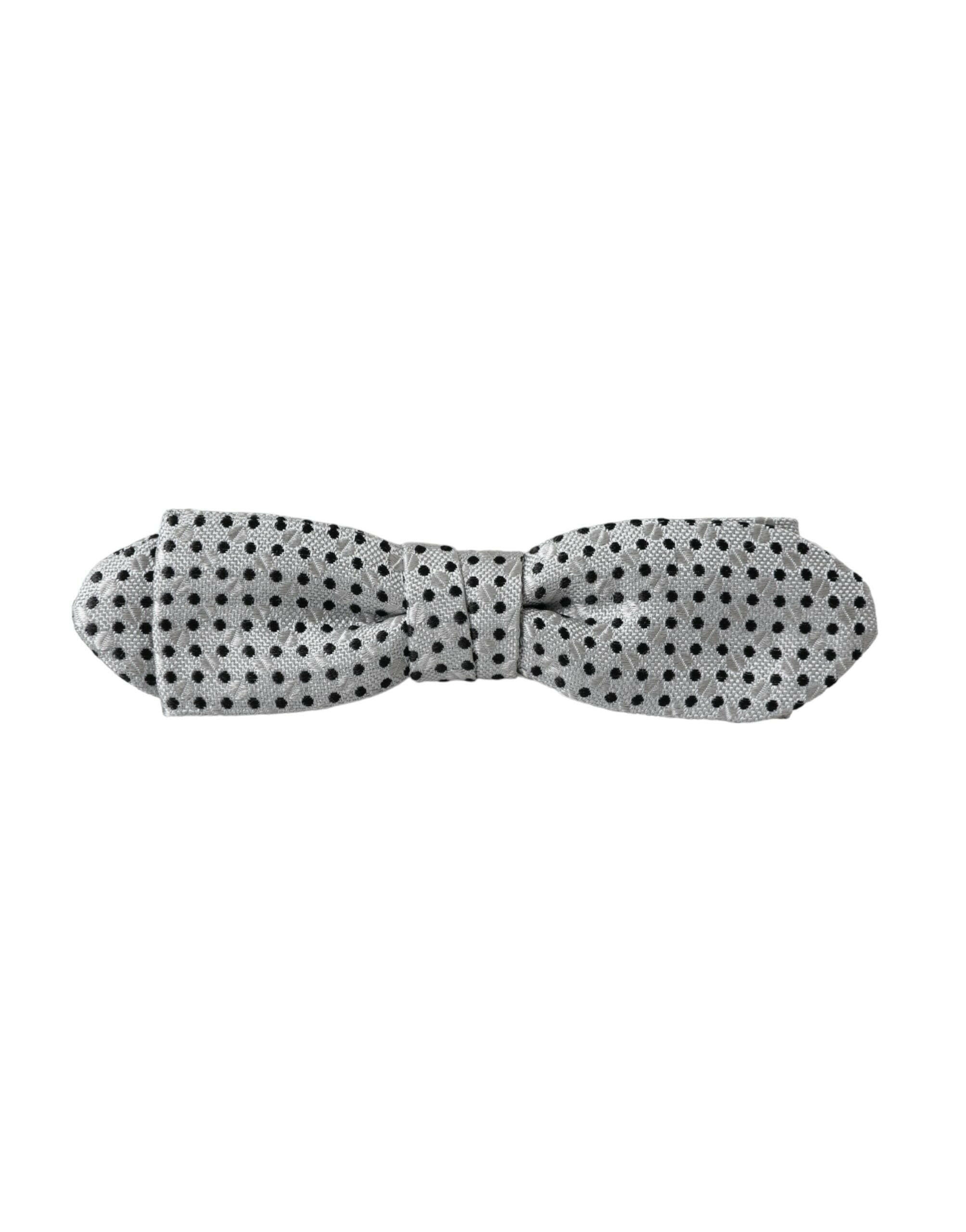 Dolce & Gabbana Gray Silk Polka Dot Adjustable Neck Men Papillon Bow Tie -  Neckties, Men -  Dolce & Gabbana.