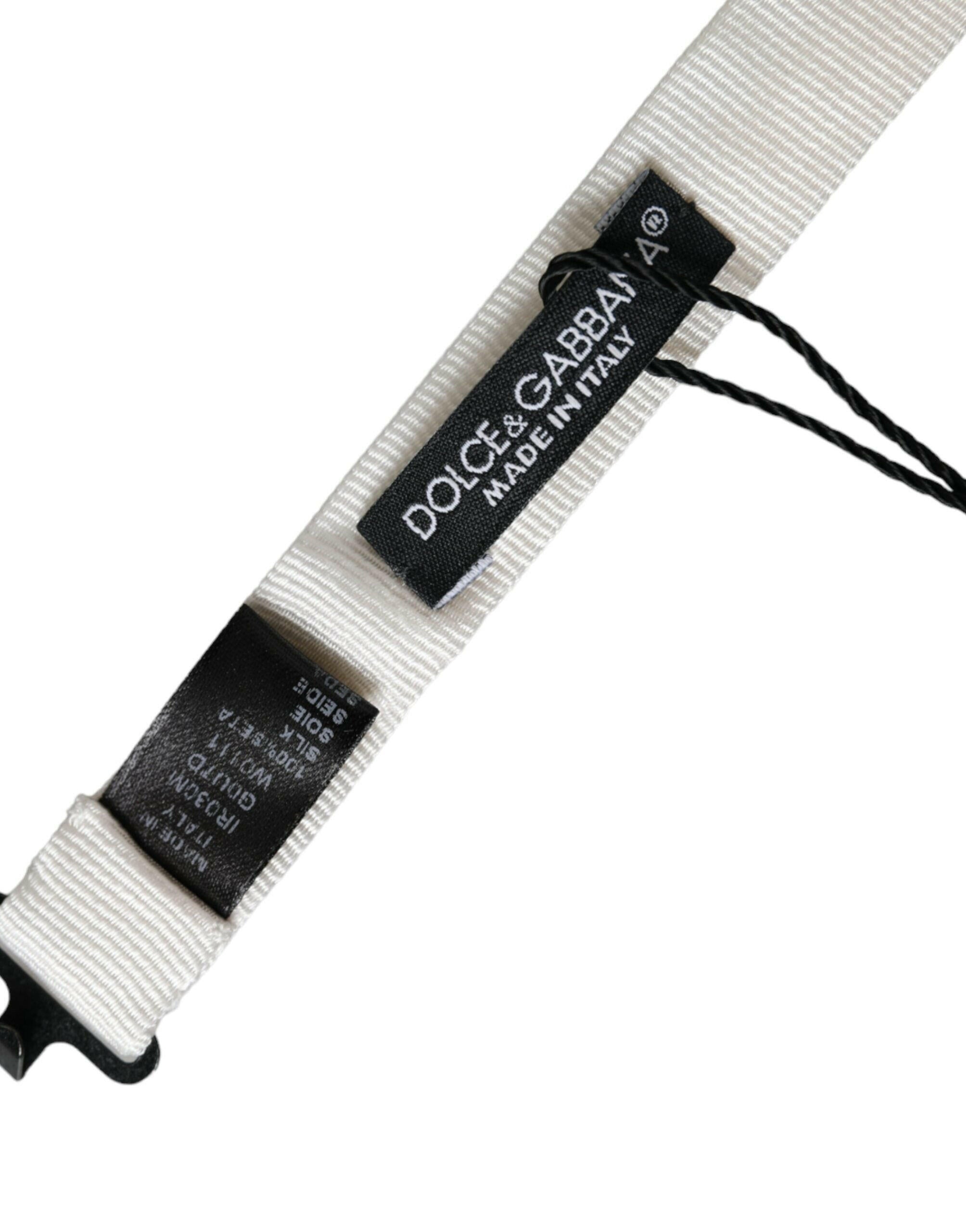 Dolce & Gabbana White Silk Adjustable Neck Men Papillon Bow Tie -  Neckties, Men -  Dolce & Gabbana.