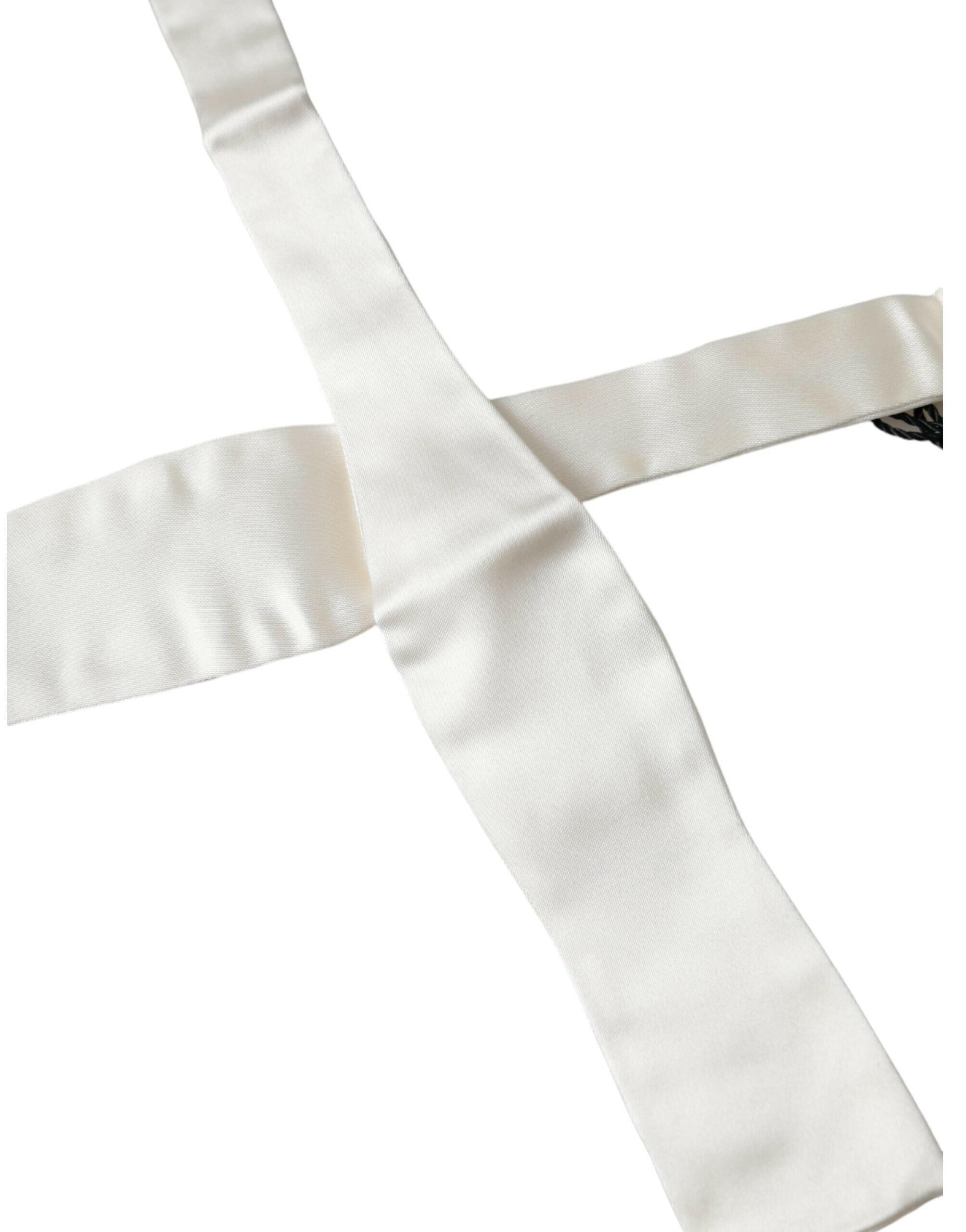 Dolce & Gabbana White Silk Slim Skinny Necktie Men Bow Tie -  Neckties, Men -  Dolce & Gabbana.