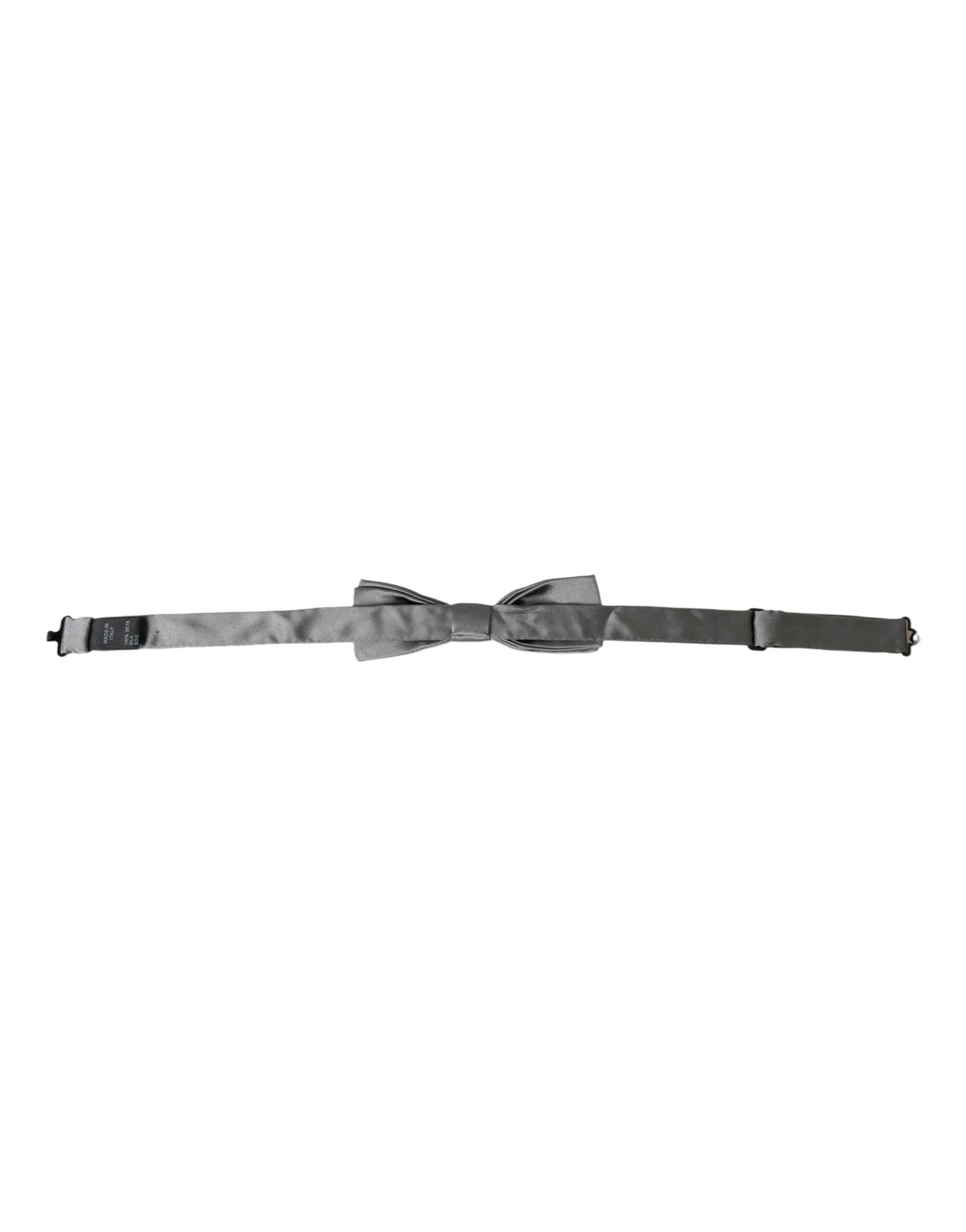 Dolce & Gabbana Gray Satin Silk Adjustable Neck Men Papillon Bow Tie -  Neckties, Men -  Dolce & Gabbana.