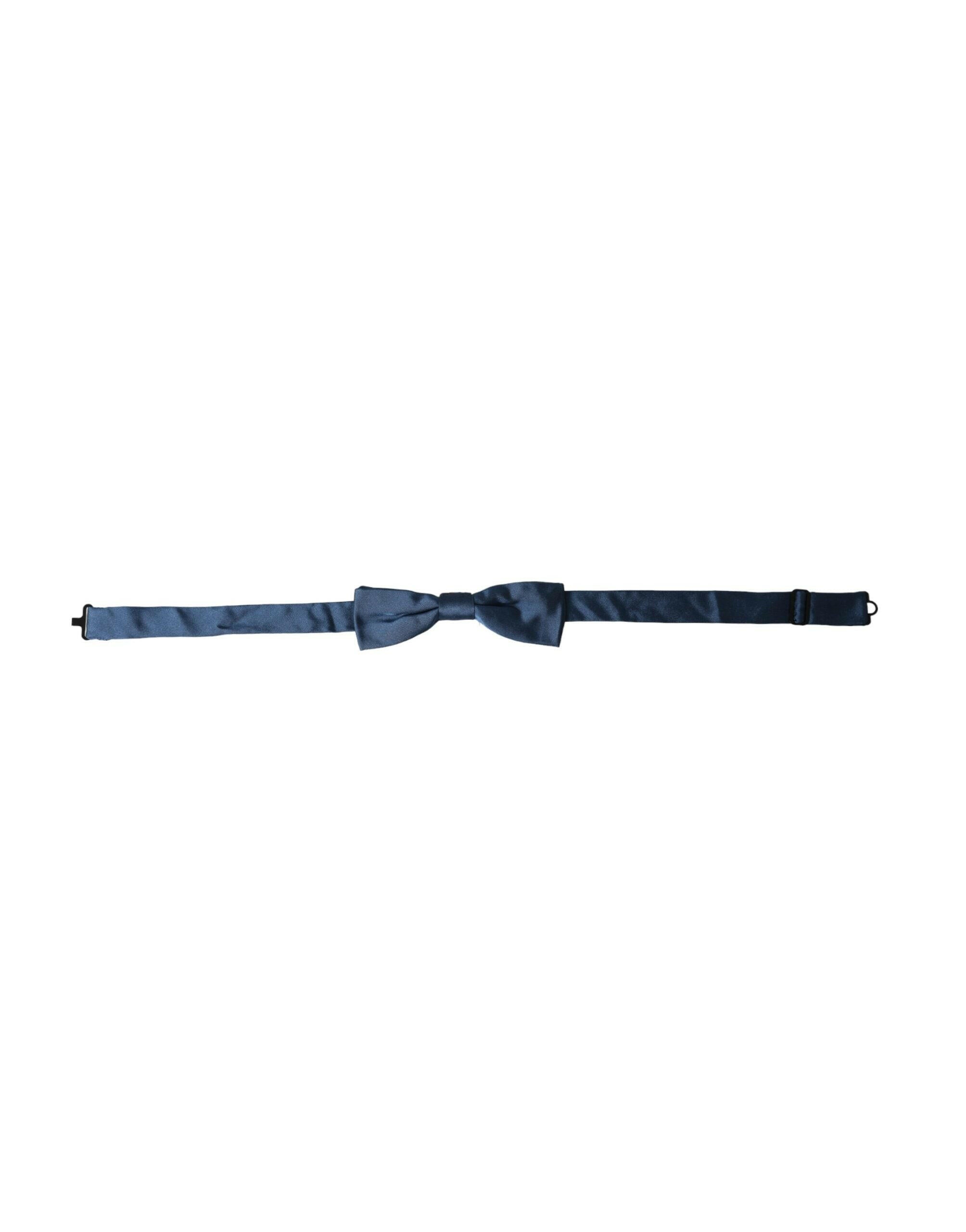 Dolce & Gabbana Blue Satin Silk Adjustable Neck Men Bow Tie -  Neckties, Men -  Dolce & Gabbana.