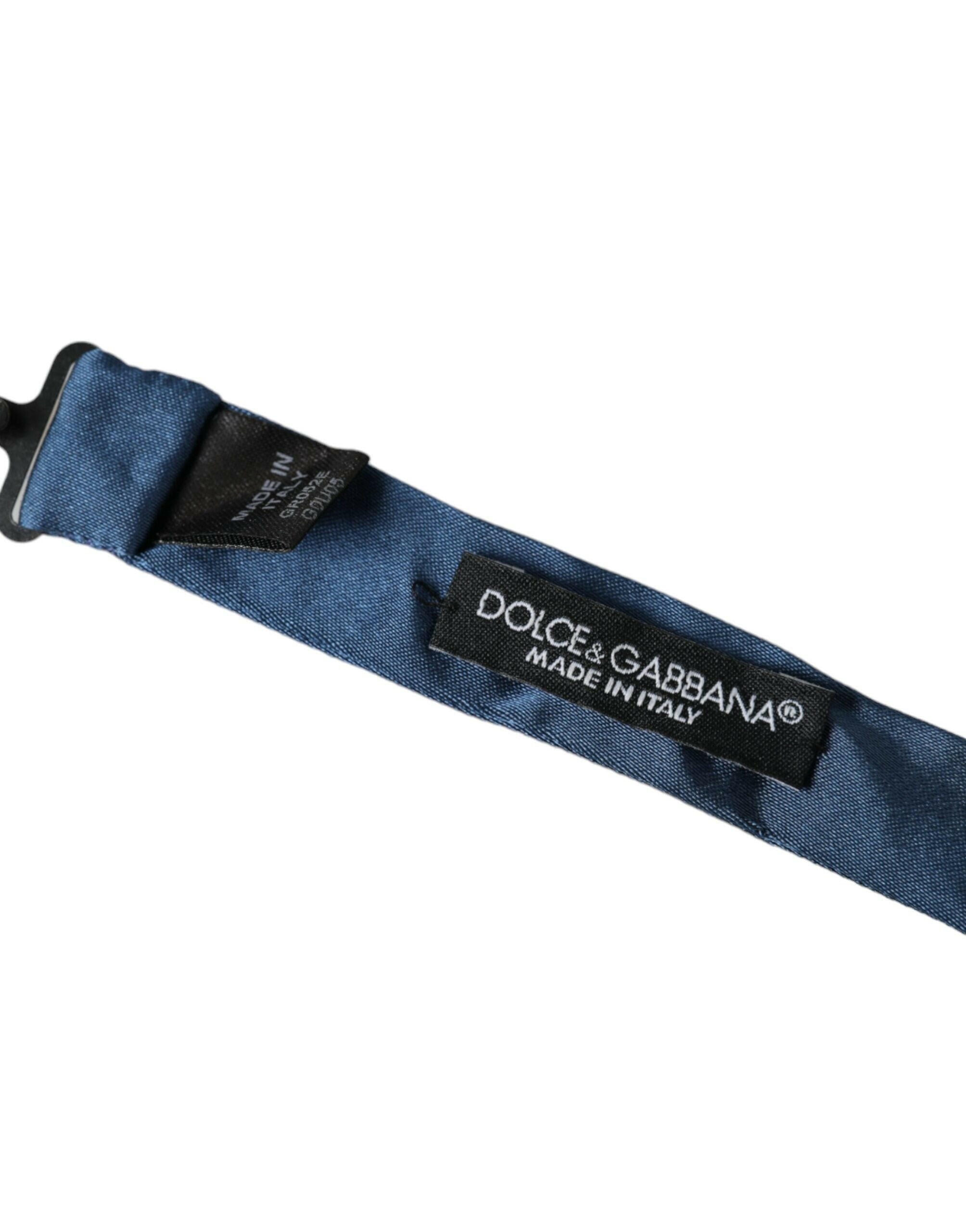 Dolce & Gabbana Blue Satin Silk Adjustable Neck Men Bow Tie -  Neckties, Men -  Dolce & Gabbana.