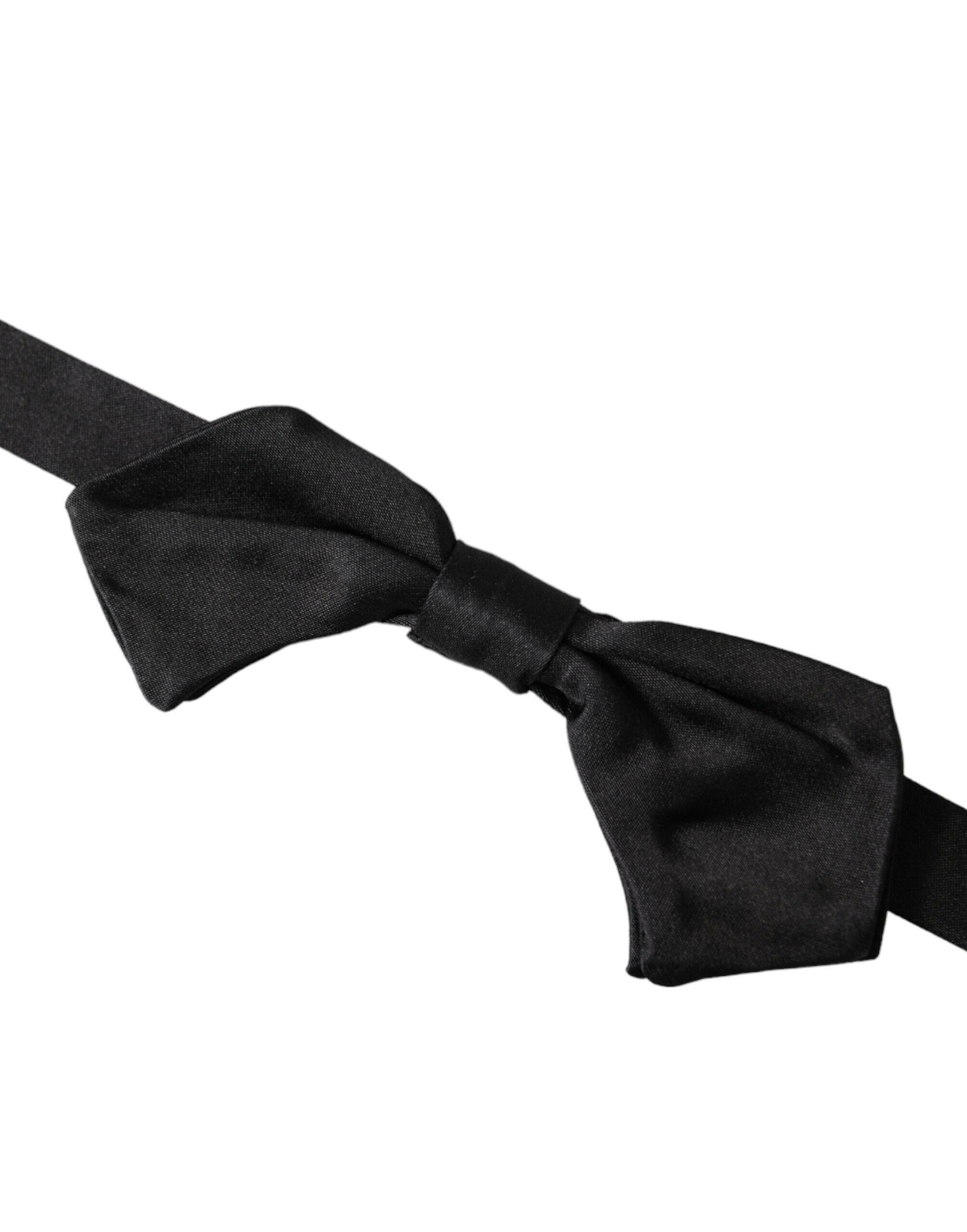 Dolce & Gabbana Black Satin Silk Adjustable Neck Men Bow Tie -  Neckties, Men -  Dolce & Gabbana.