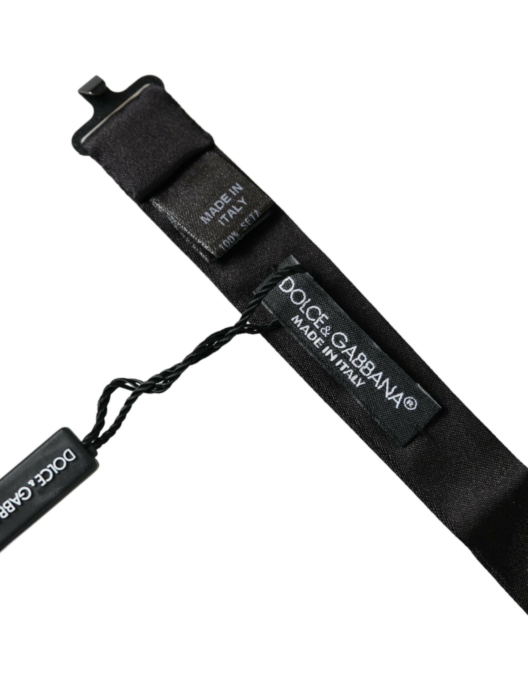 Dolce & Gabbana Black Satin Silk Adjustable Neck Men Bow Tie -  Neckties, Men -  Dolce & Gabbana.