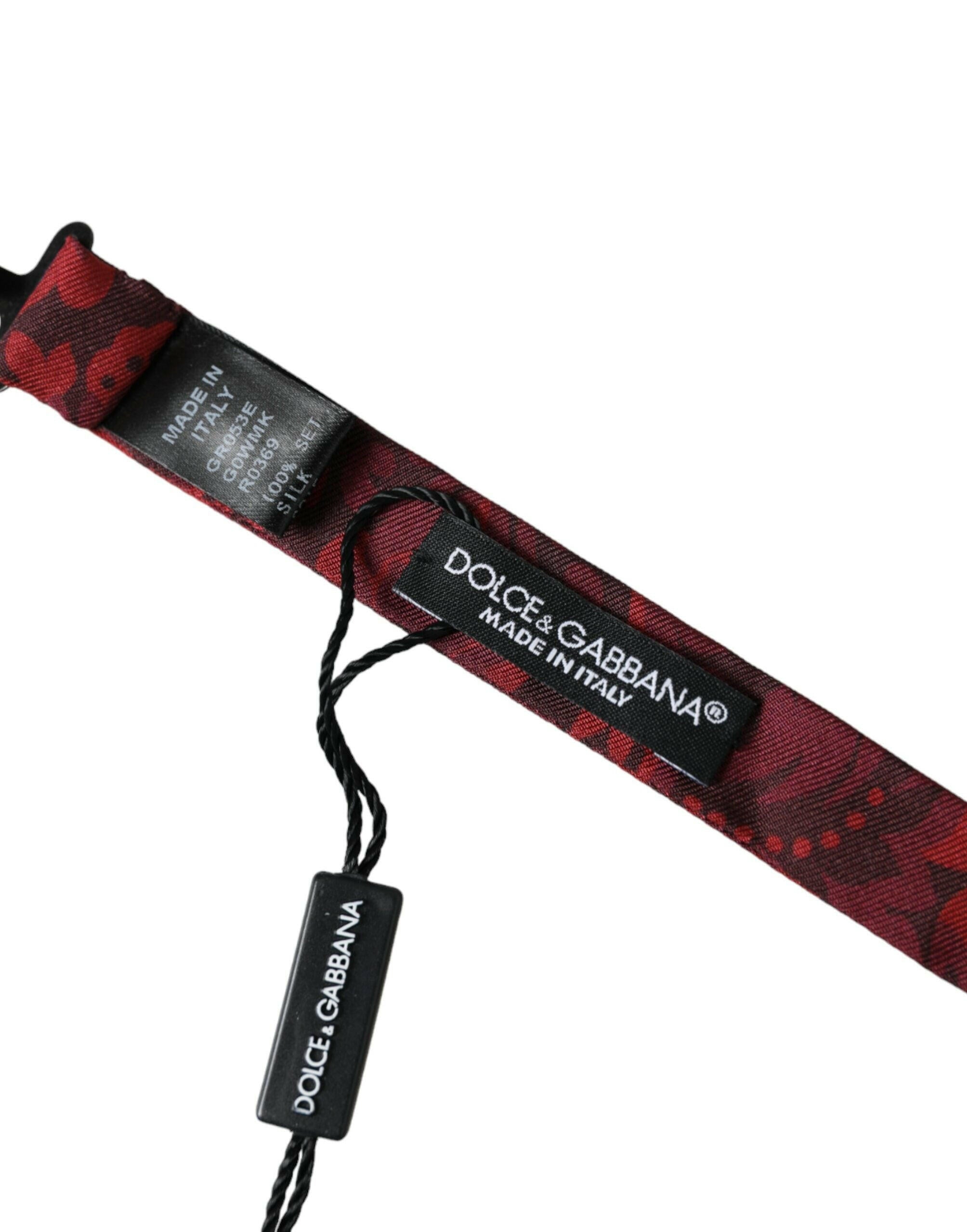 Dolce & Gabbana Red Silk Floral Adjustable Neck Men Bow Tie -  Neckties, Men -  Dolce & Gabbana.