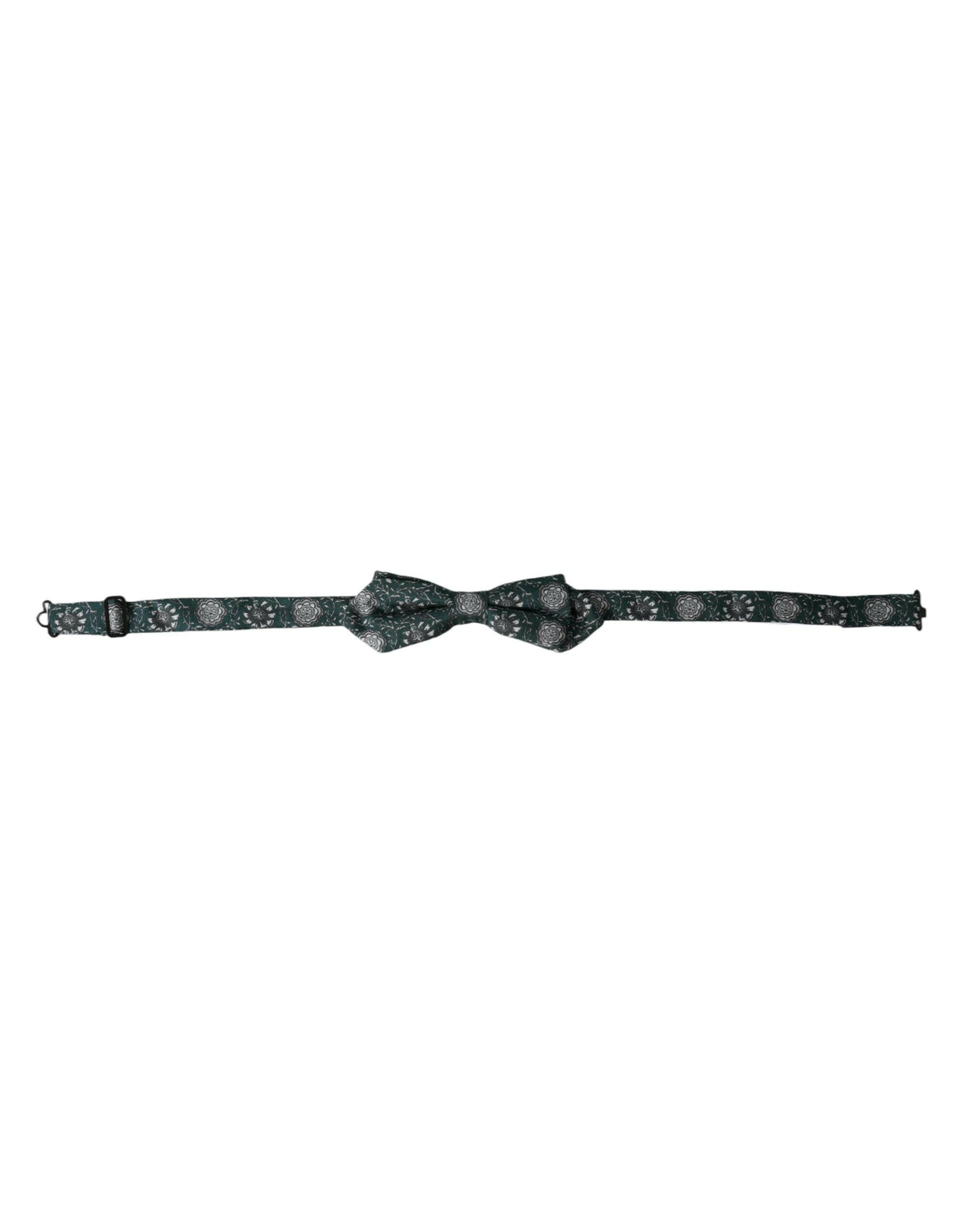 Dolce & Gabbana Green Silk Floral Adjustable Neck Men Bow Tie -  Neckties, Men -  Dolce & Gabbana.