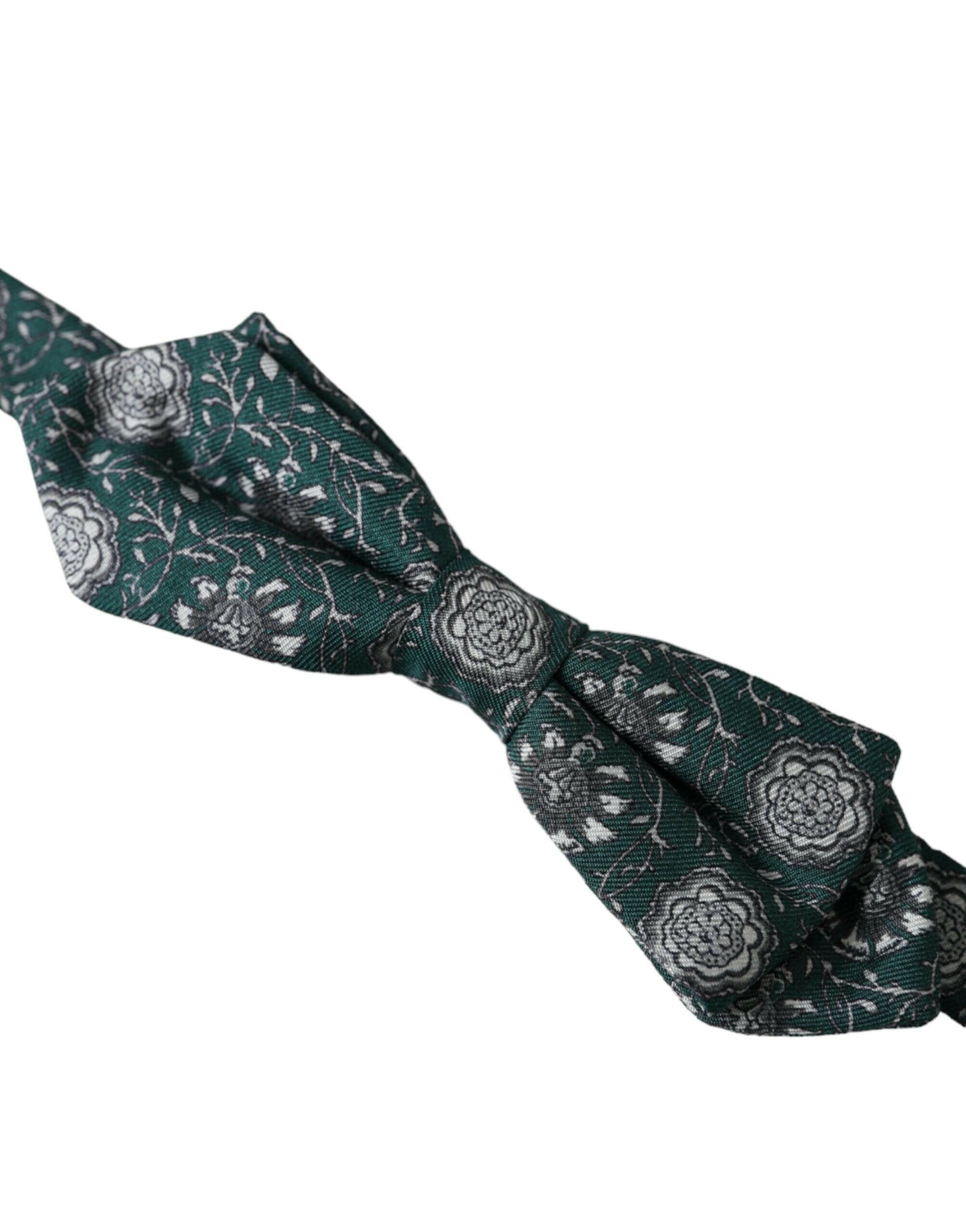 Dolce & Gabbana Green Silk Floral Adjustable Neck Men Bow Tie -  Neckties, Men -  Dolce & Gabbana.