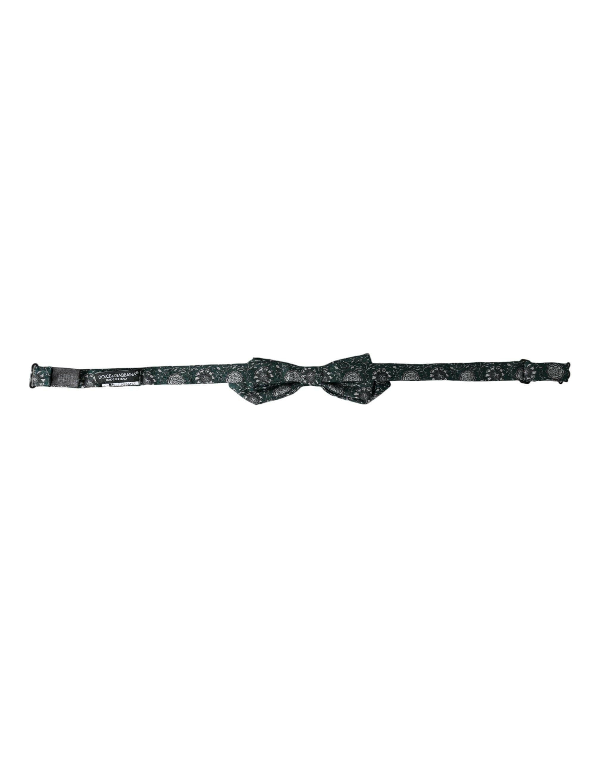 Dolce & Gabbana Green Silk Floral Adjustable Neck Men Bow Tie -  Neckties, Men -  Dolce & Gabbana.