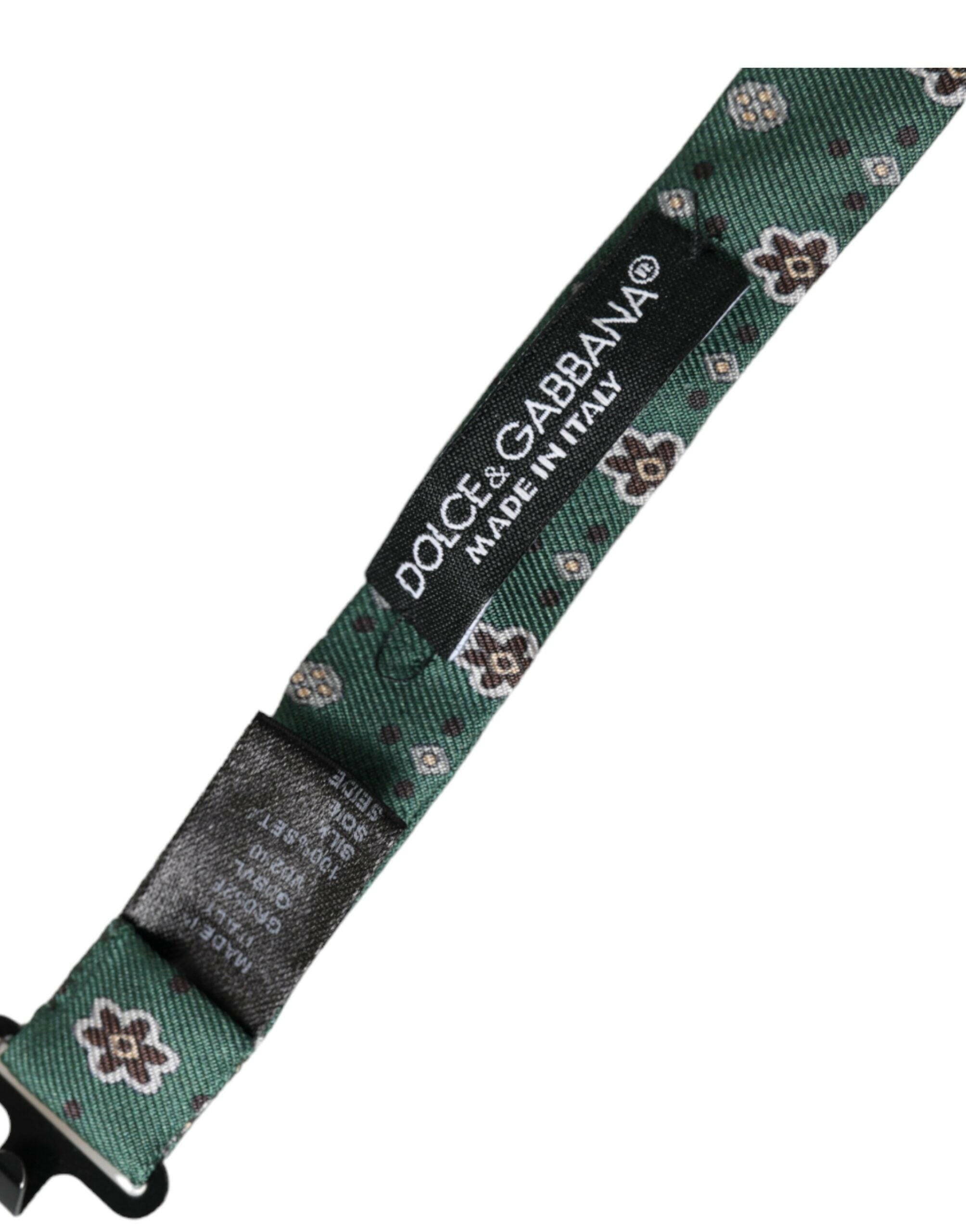 Dolce & Gabbana Mint Green Floral Adjustable Neck Men Bow Tie -  Neckties, Men -  Dolce & Gabbana.