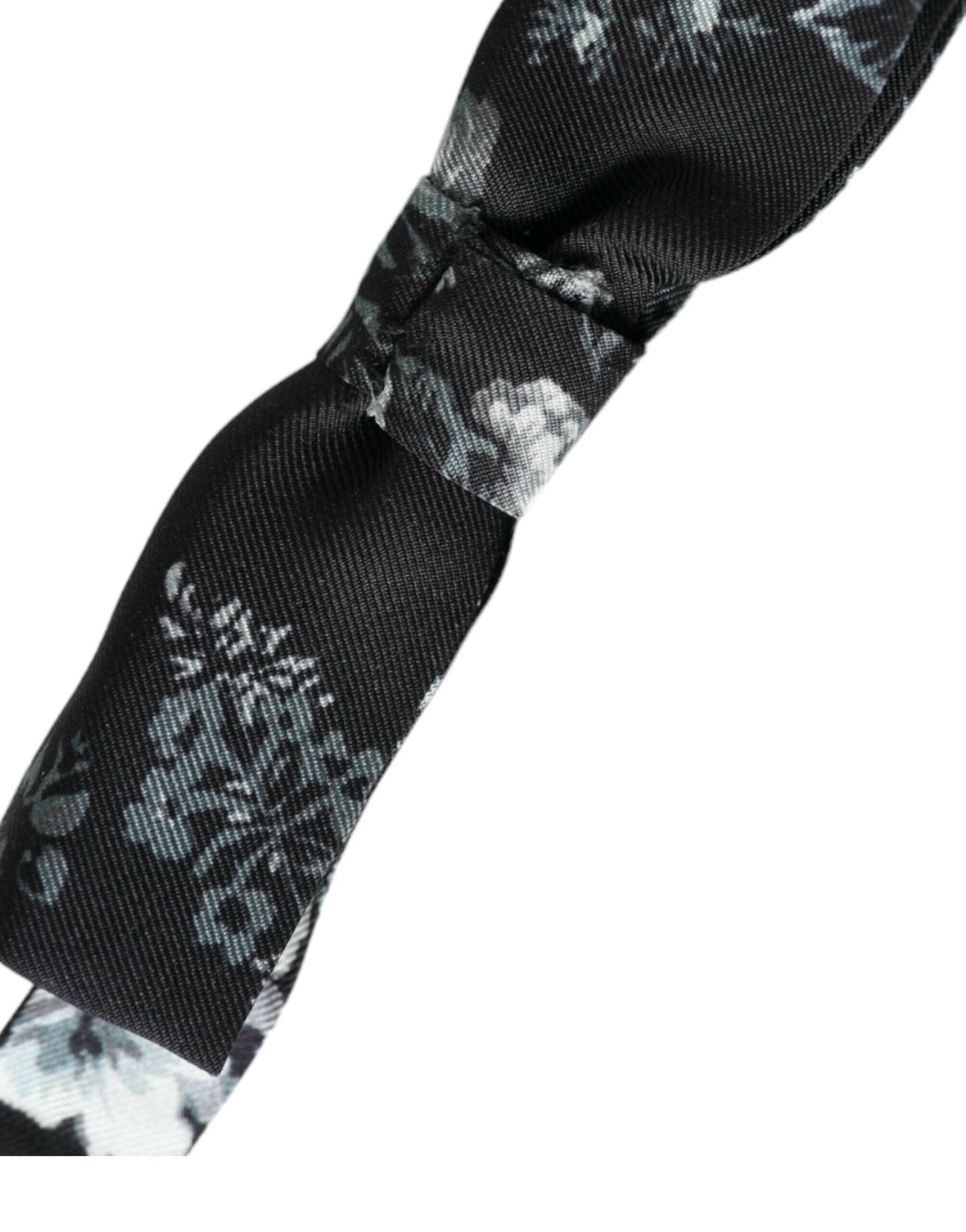 Dolce & Gabbana Black Floral Silk Adjustable Neck Men Bow Tie -  Neckties, Men -  Dolce & Gabbana.