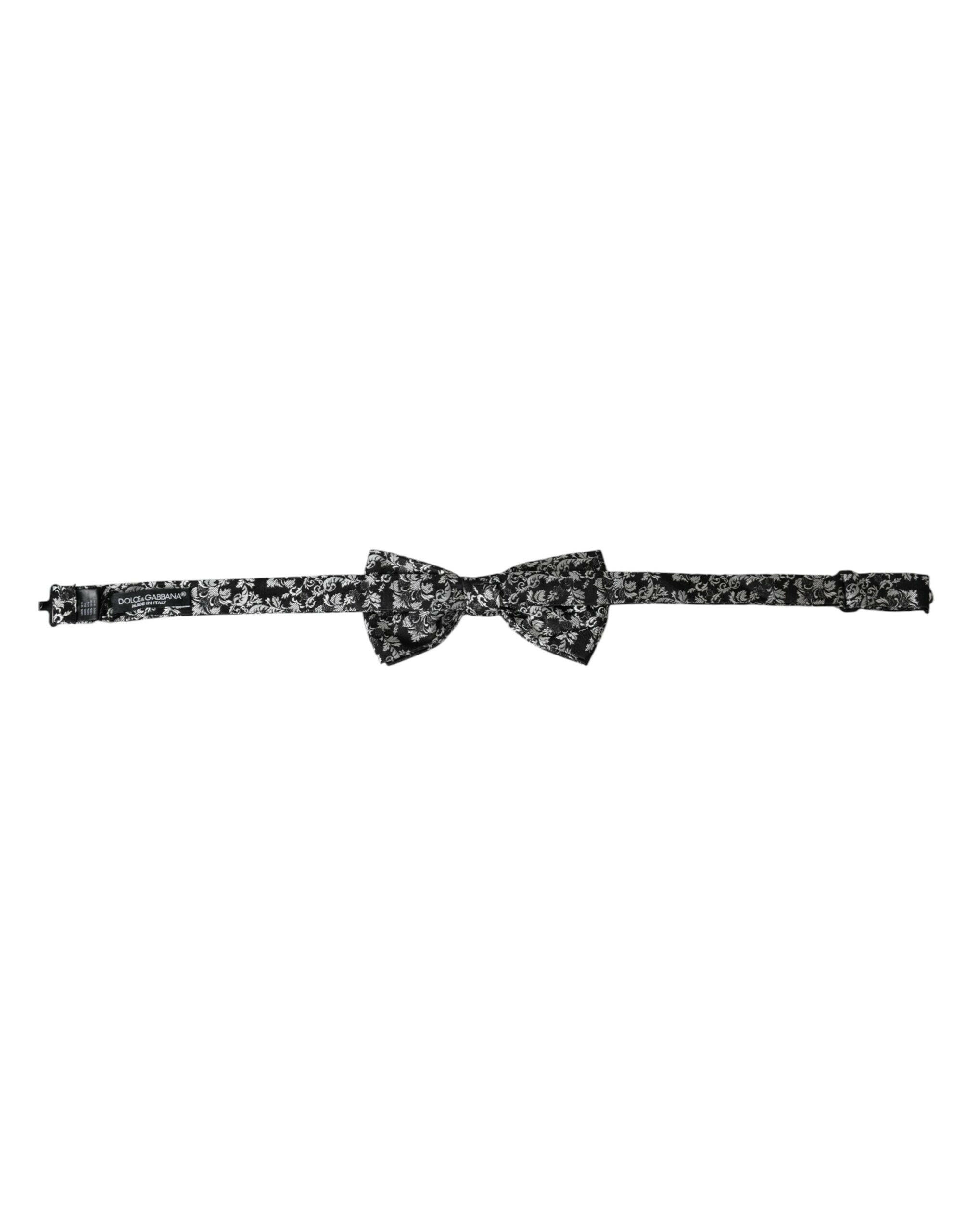 Dolce & Gabbana Black Floral Silk Adjustable Neck Men Bow Tie -  Neckties, Men -  Dolce & Gabbana.