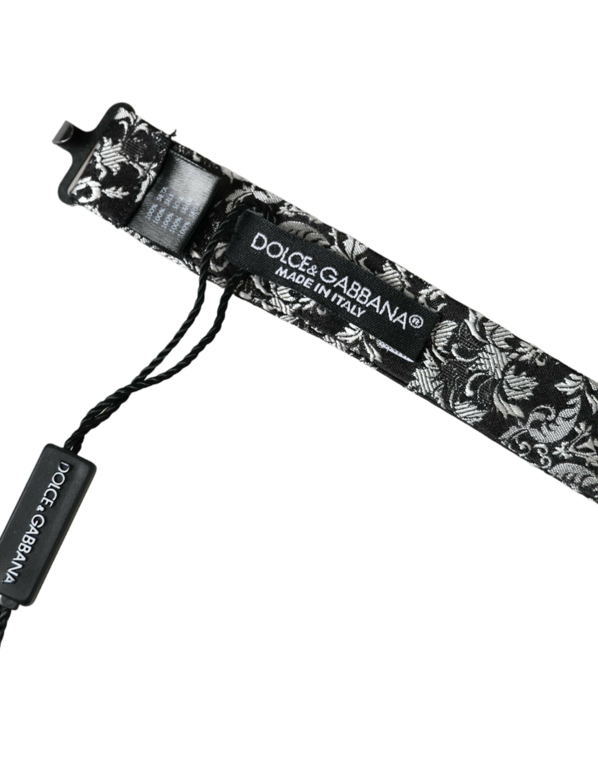 Dolce & Gabbana Black Floral Silk Adjustable Neck Men Bow Tie -  Neckties, Men -  Dolce & Gabbana.