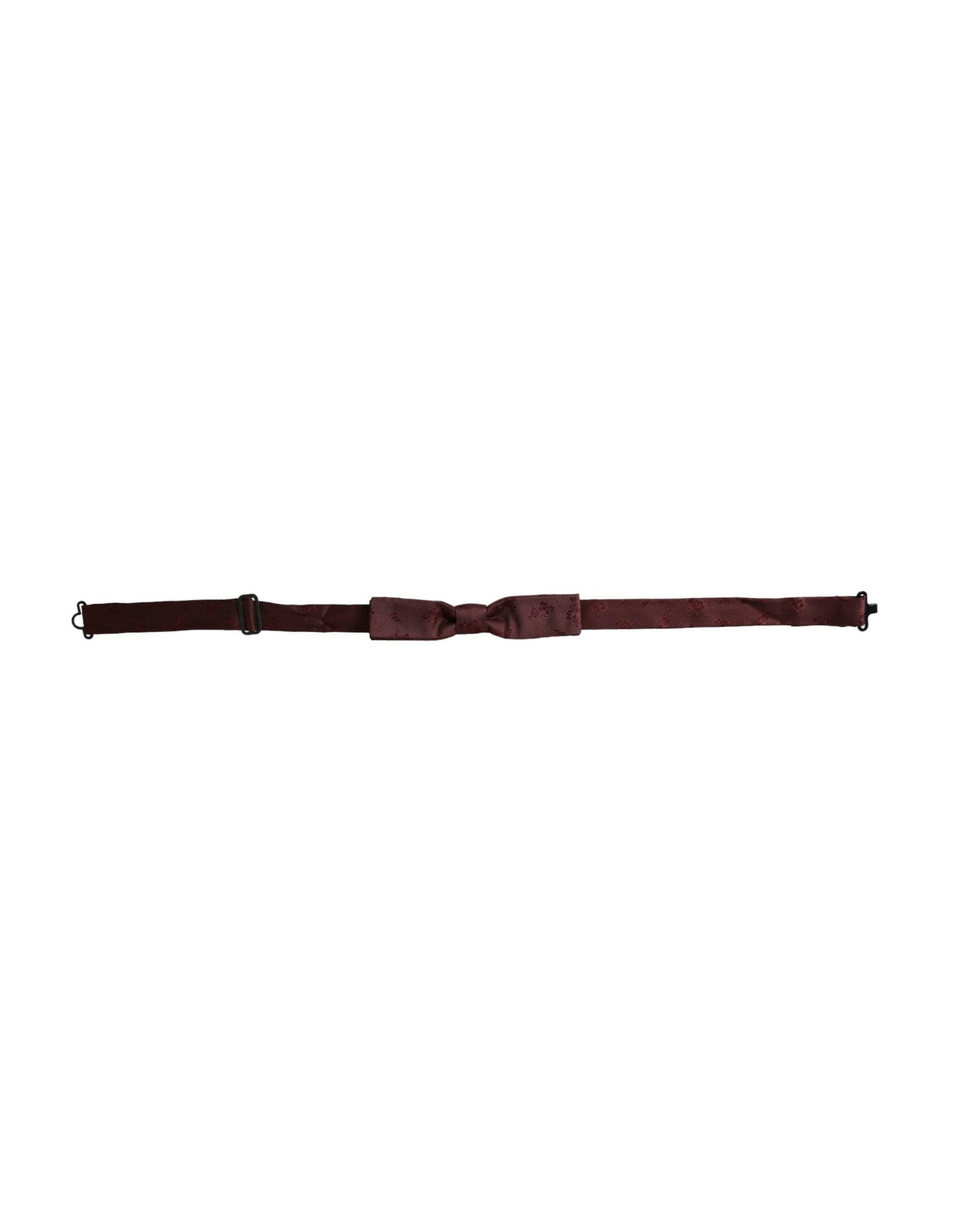 Dolce & Gabbana Maroon Floral Silk Adjustable Neck Men Bow Tie -  Neckties, Men -  Dolce & Gabbana.