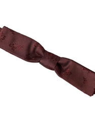 Dolce & Gabbana Maroon Floral Silk Adjustable Neck Men Bow Tie -  Neckties, Men -  Dolce & Gabbana.