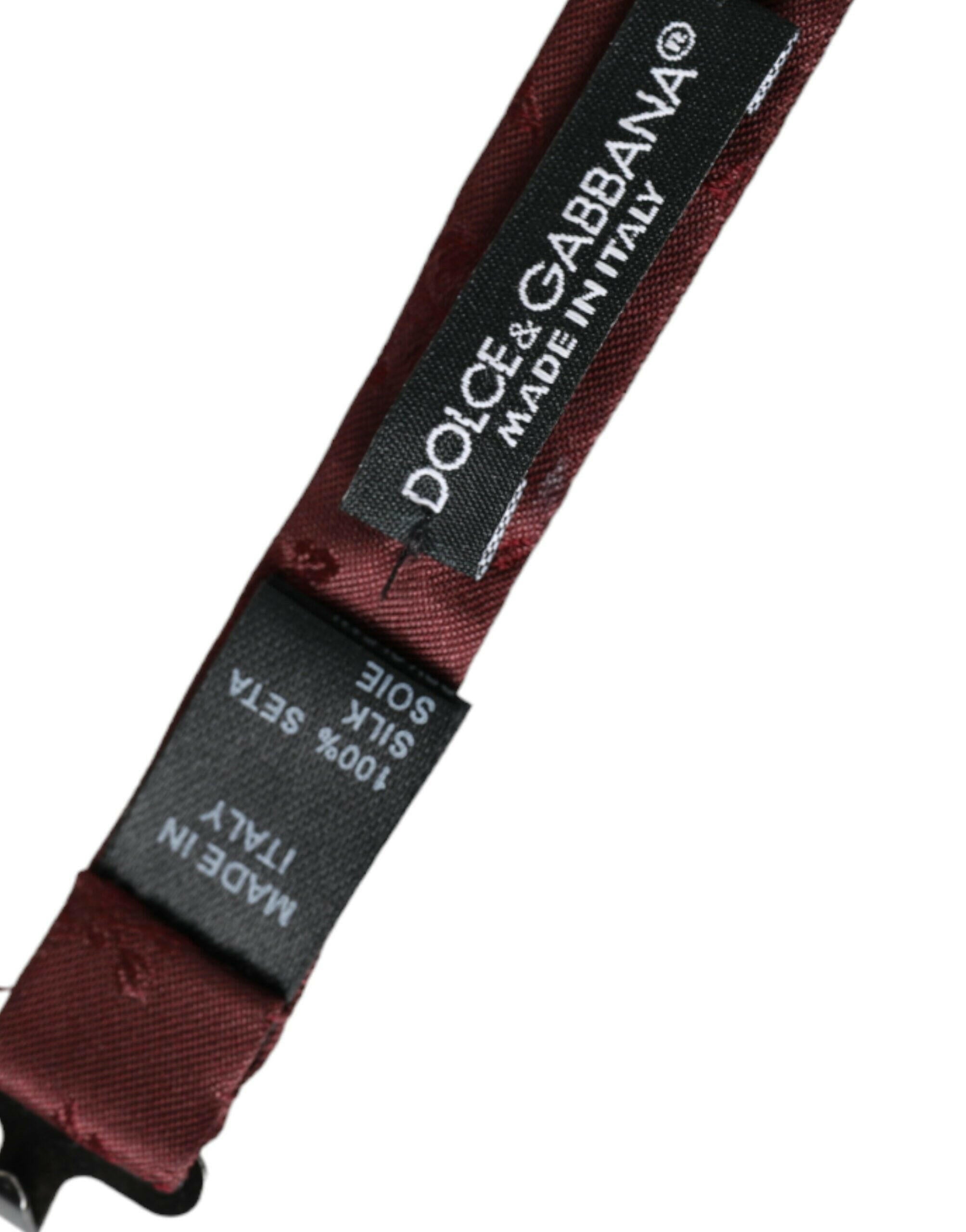 Dolce & Gabbana Maroon Floral Silk Adjustable Neck Men Bow Tie -  Neckties, Men -  Dolce & Gabbana.