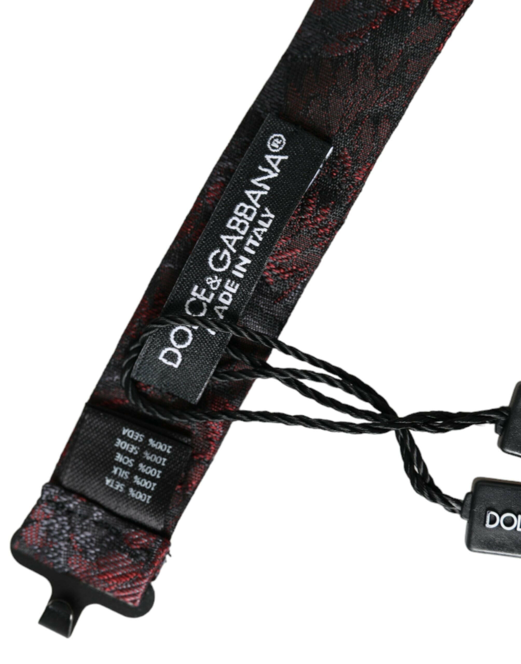 Dolce & Gabbana Red Black Floral Adjustable Neck Men Bow Tie -  Neckties, Men -  Dolce & Gabbana.