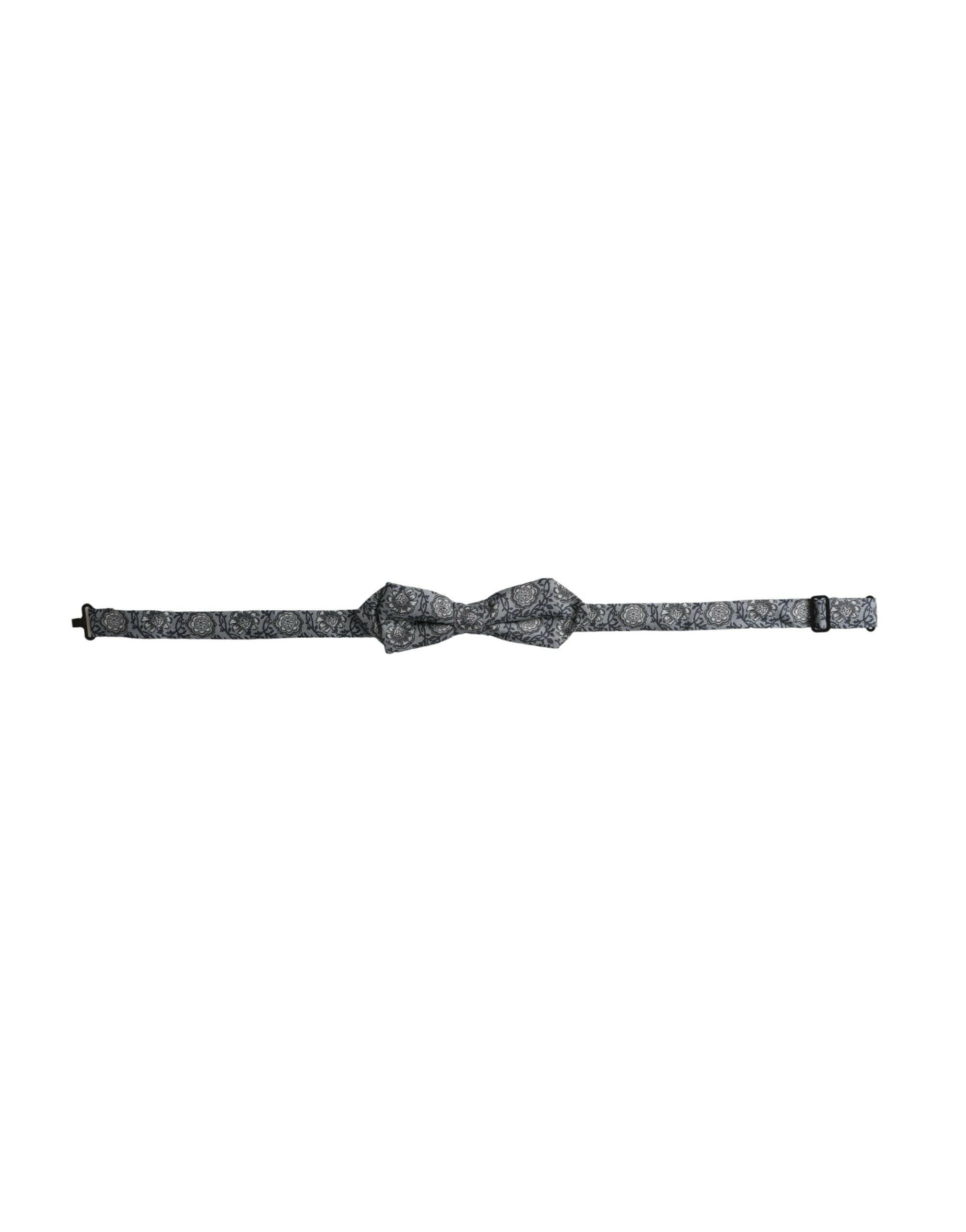 Dolce & Gabbana Gray Silk Patterned Adjustable Neck Men Bow Tie -  Neckties, Men -  Dolce & Gabbana.