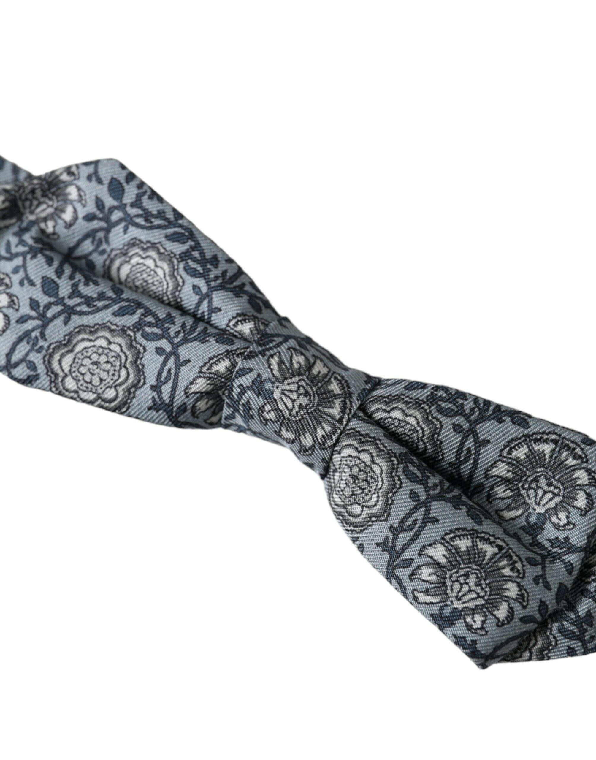 Dolce & Gabbana Gray Silk Patterned Adjustable Neck Men Bow Tie -  Neckties, Men -  Dolce & Gabbana.