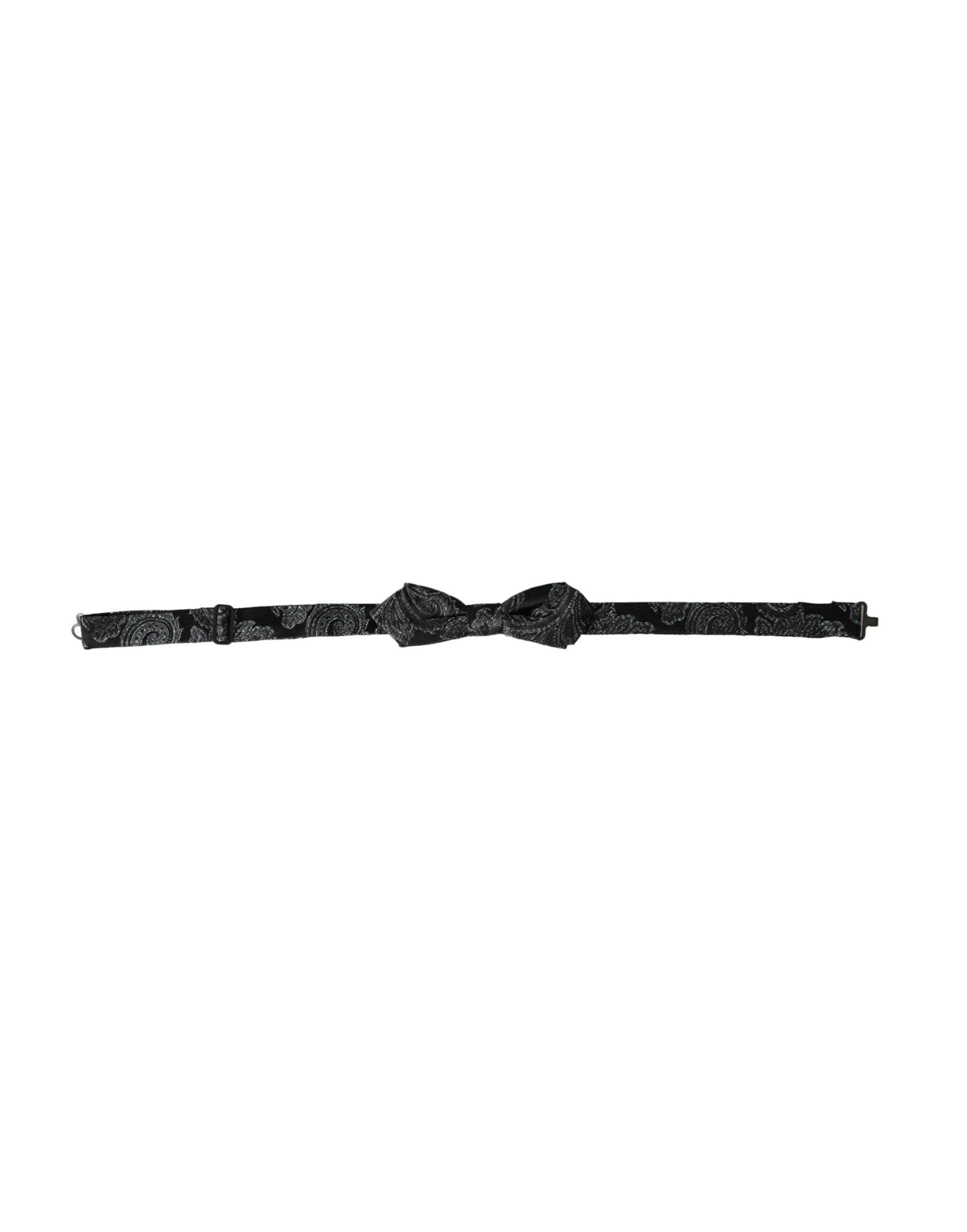 Dolce & Gabbana Black Silk Jacquard Adjustable Neck Men Bow Tie -  Neckties, Men -  Dolce & Gabbana.