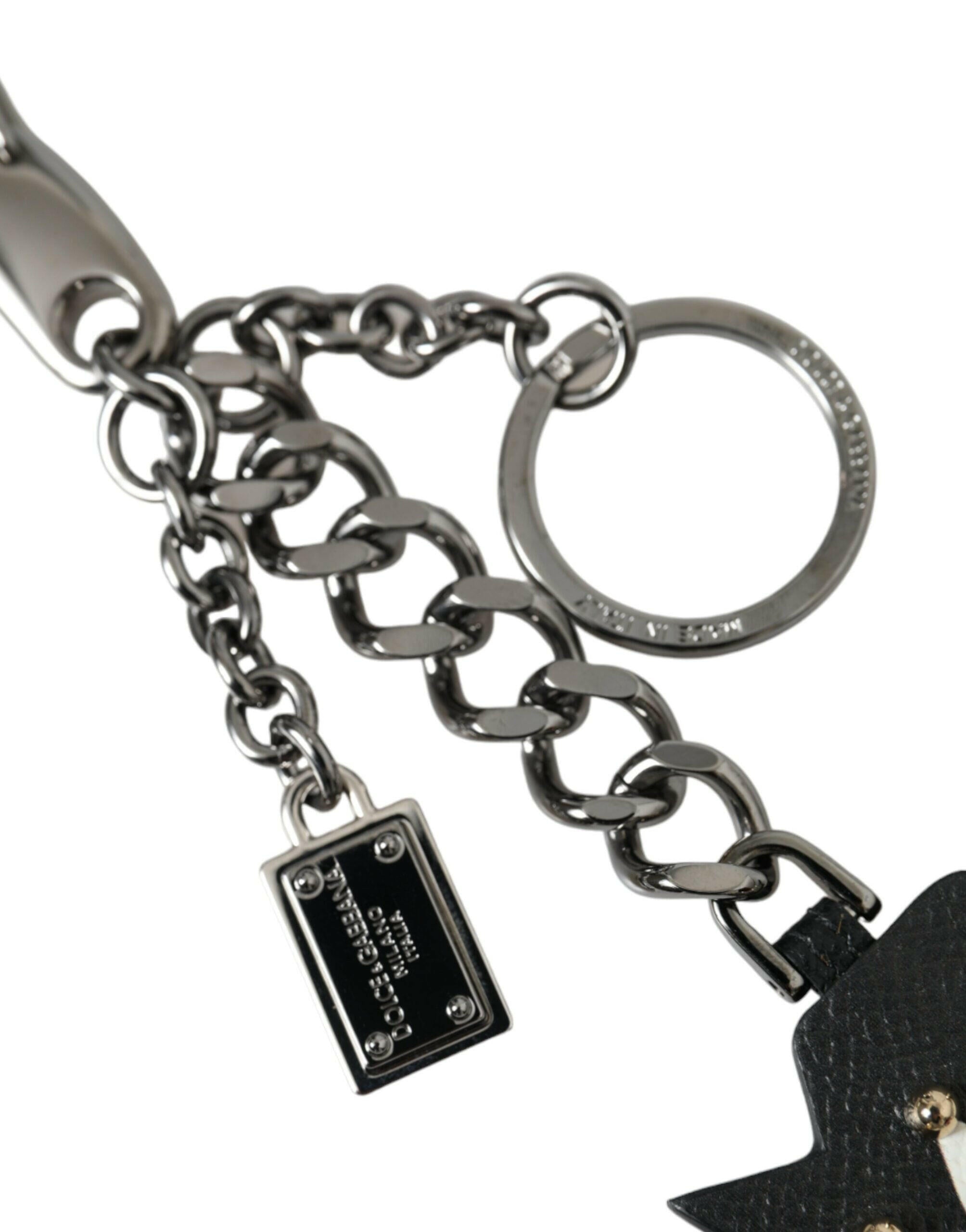 Dolce & Gabbana Black Prince Studs Logo Silver Brass Keychain Keyring -  Men´s Keychains -  Dolce & Gabbana.