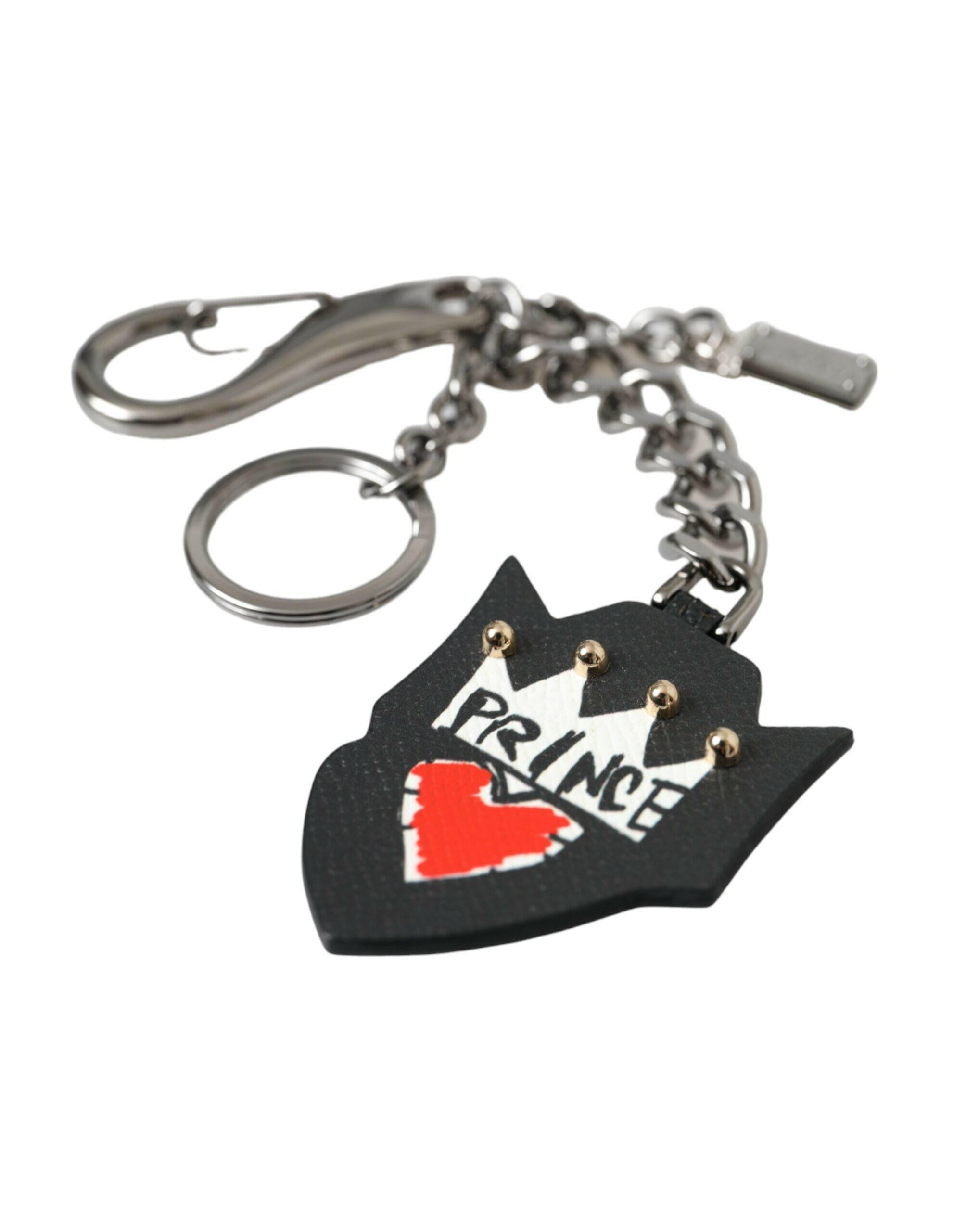 Dolce & Gabbana Black Prince Studs Logo Silver Brass Keychain Keyring -  Men´s Keychains -  Dolce & Gabbana.