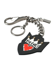 Dolce & Gabbana Black Prince Studs Logo Silver Brass Keychain Keyring -  Men´s Keychains -  Dolce & Gabbana.