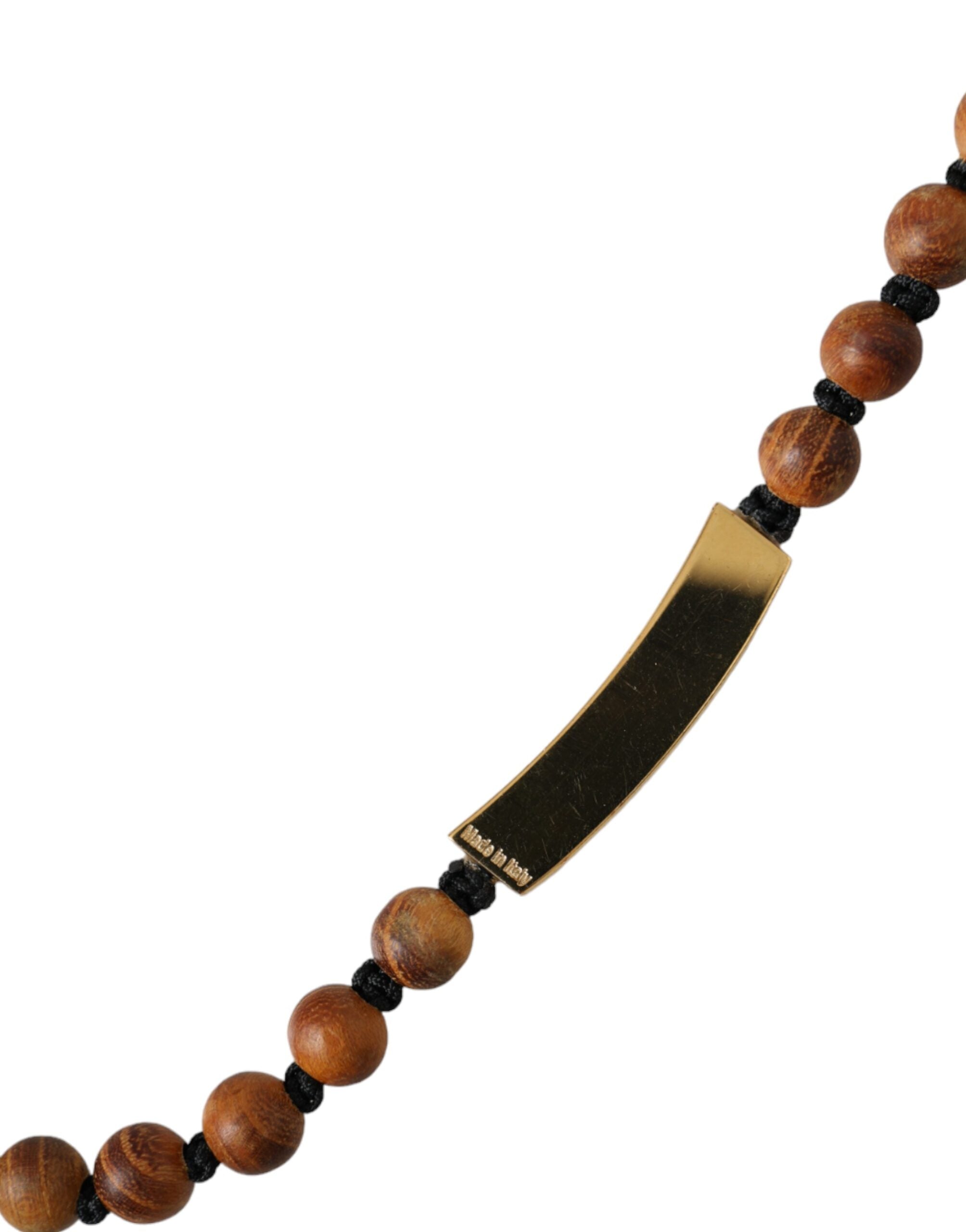 Dolce & Gabbana Black Gold Wooden Beaded Logo Pendant -   -  Dolce & Gabbana.