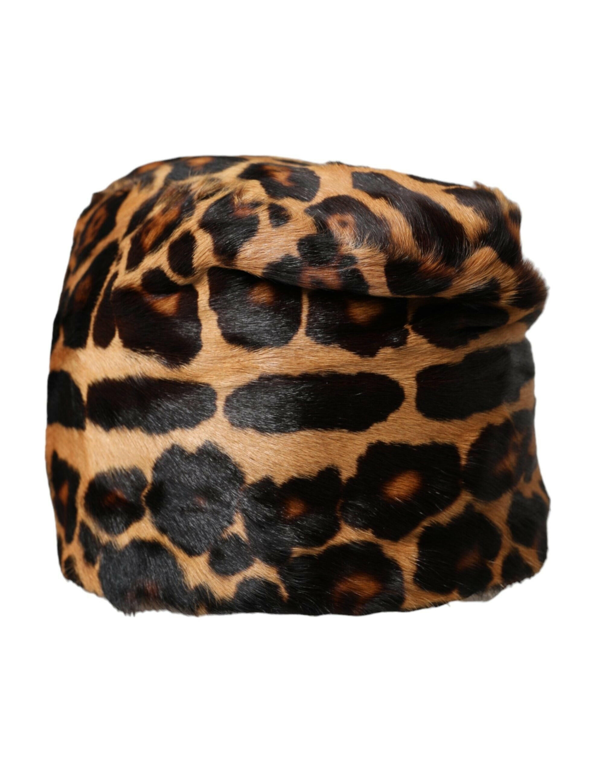 Dolce & Gabbana Brown Leopard Fur Women Bucket Hat -   -  Dolce & Gabbana.