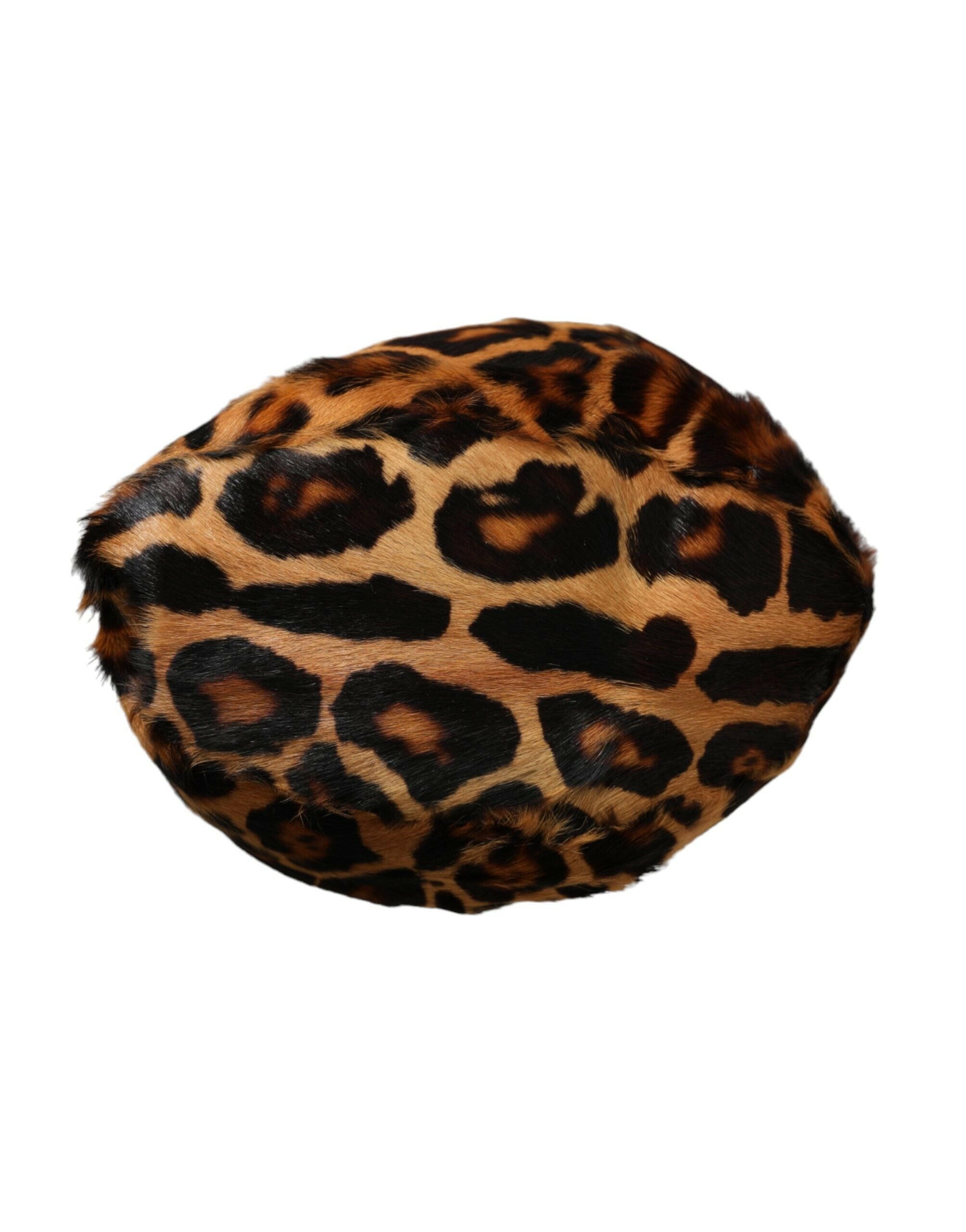 Dolce & Gabbana Brown Leopard Fur Women Bucket Hat -   -  Dolce & Gabbana.