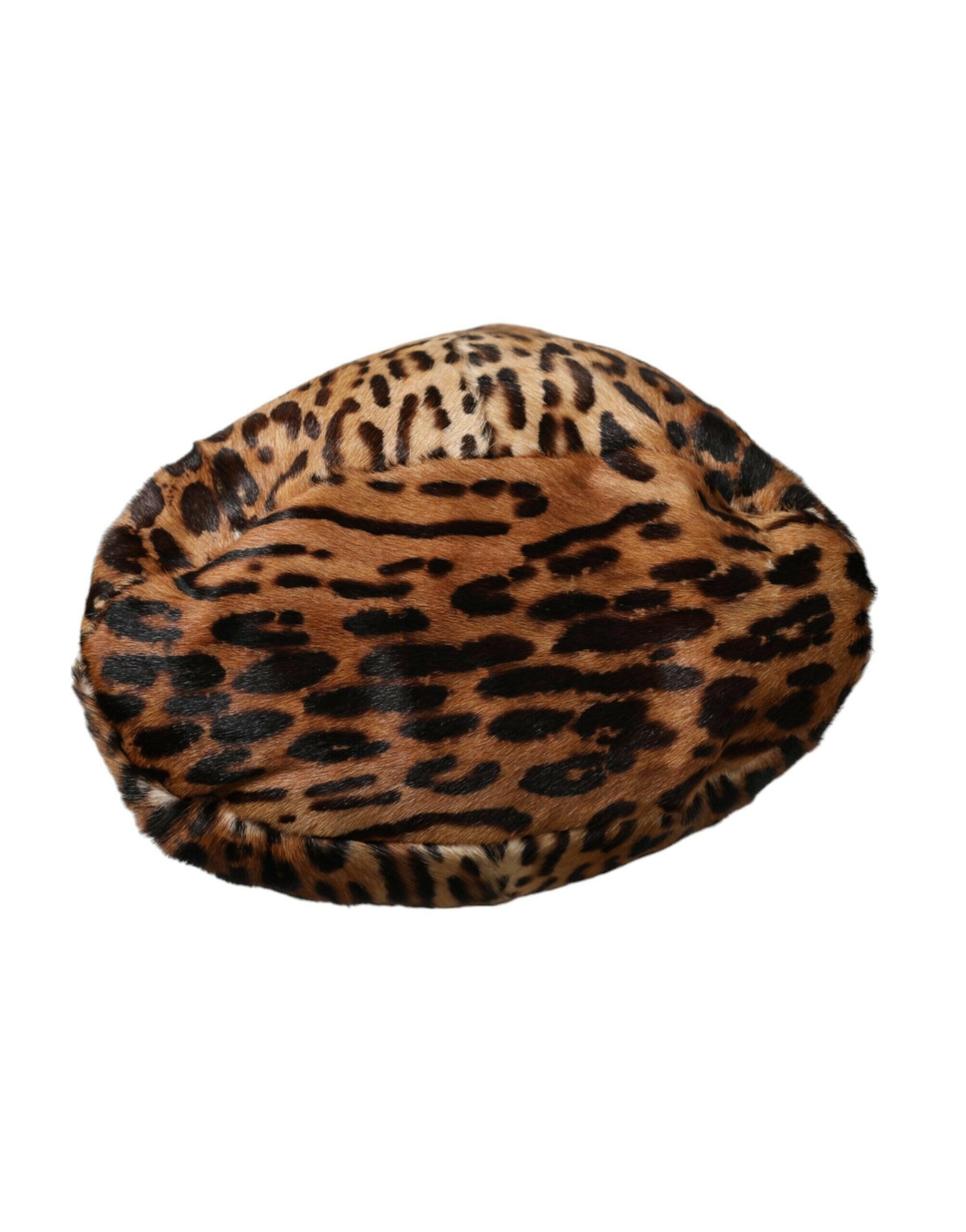 Dolce & Gabbana Brown Leopard Fur Women Bucket Hat -   -  Dolce & Gabbana.