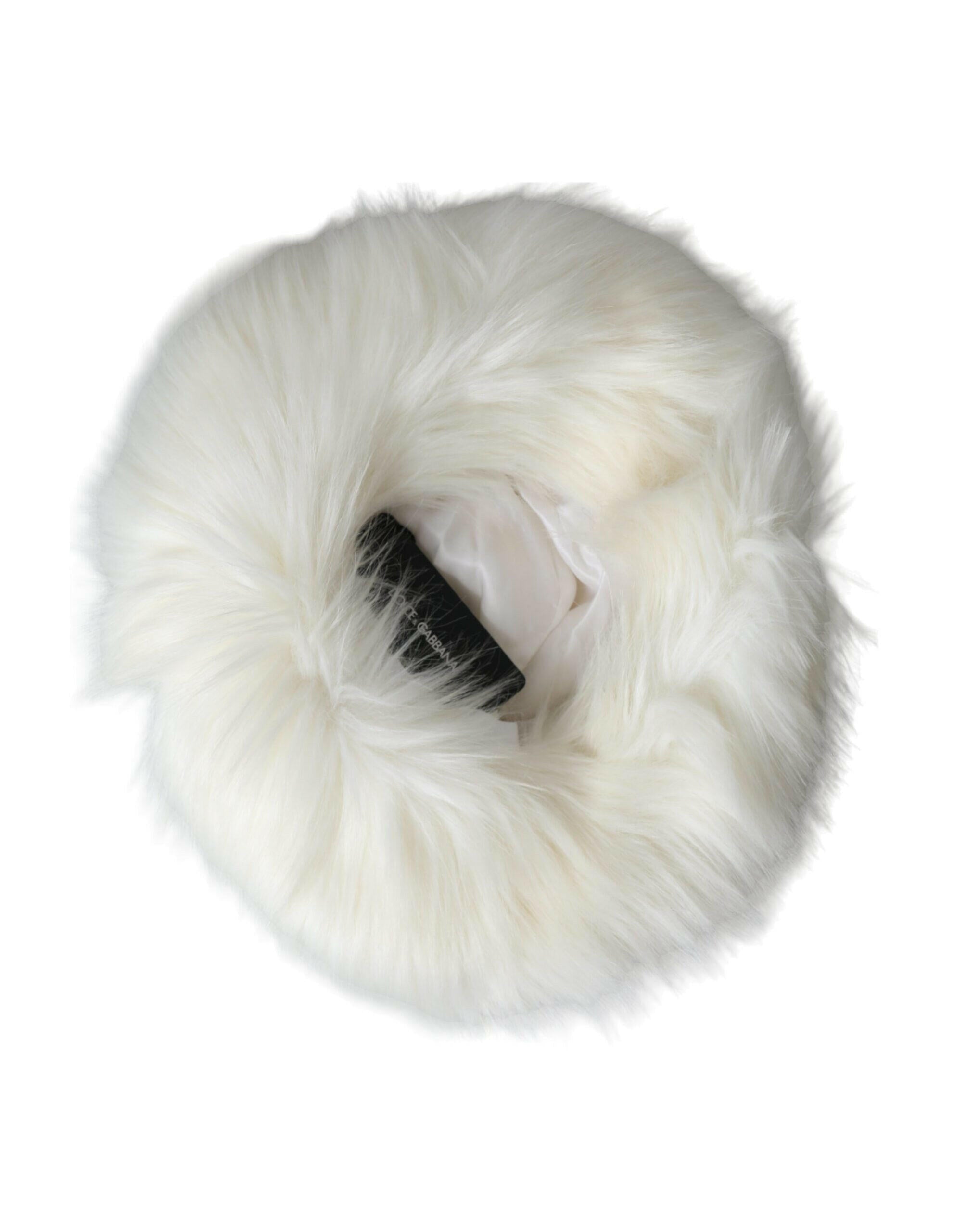 Dolce & Gabbana White Acrylic Fur Womens Bucket Hat -   -  Dolce & Gabbana.