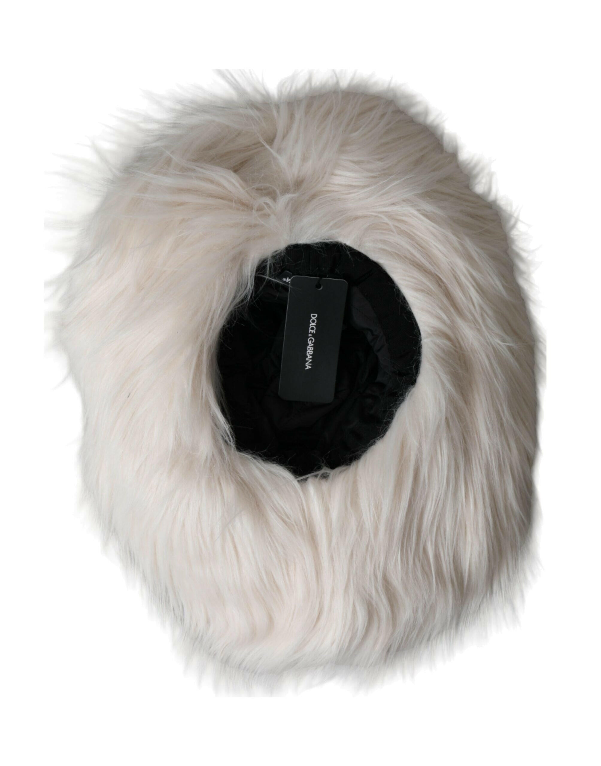 Dolce & Gabbana Off White Acrylic Fur Womens Bucket Hat -   -  Dolce & Gabbana.