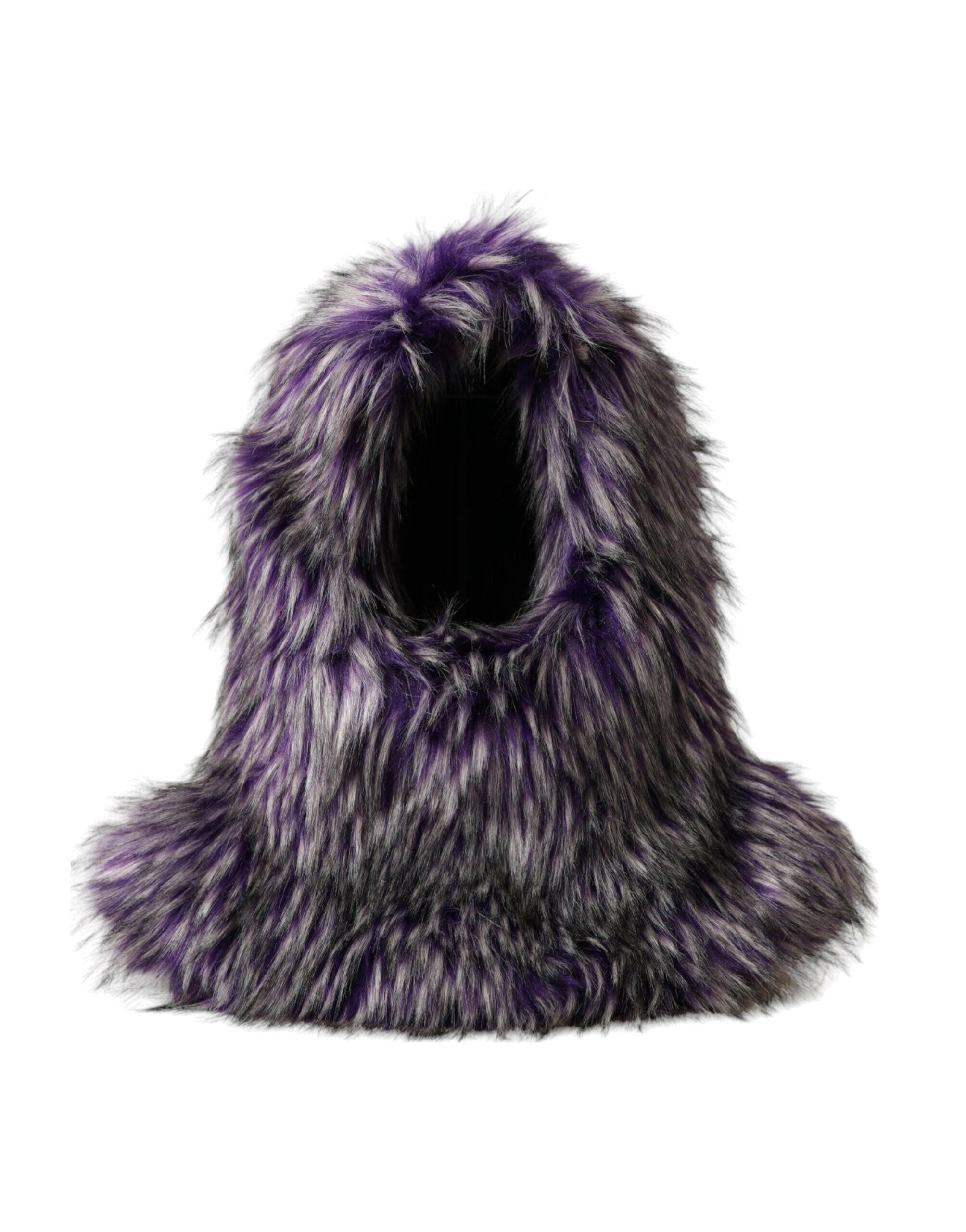 Dolce & Gabbana Purple Faux Fur Whole Head Wrap Hat -   -  Dolce & Gabbana.