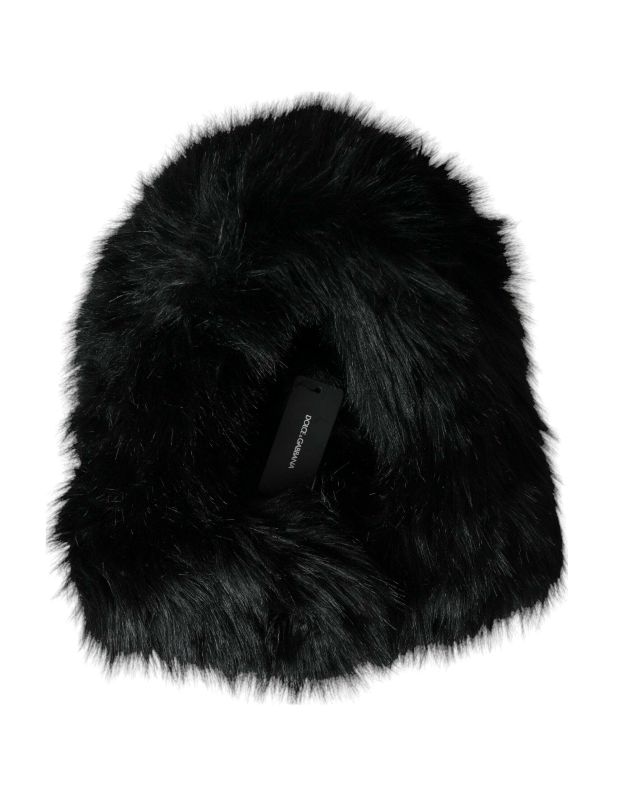 Dolce & Gabbana Black Faux Fur Whole Head Wrap Hat -   -  Dolce & Gabbana.