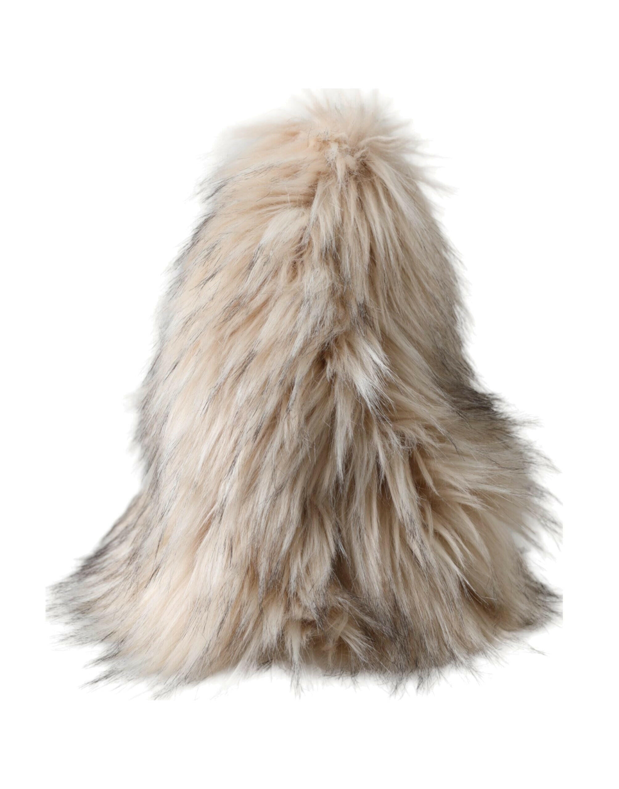 Dolce & Gabbana Beige Acrylic Fur Women Bucket Hat -   -  Dolce & Gabbana.