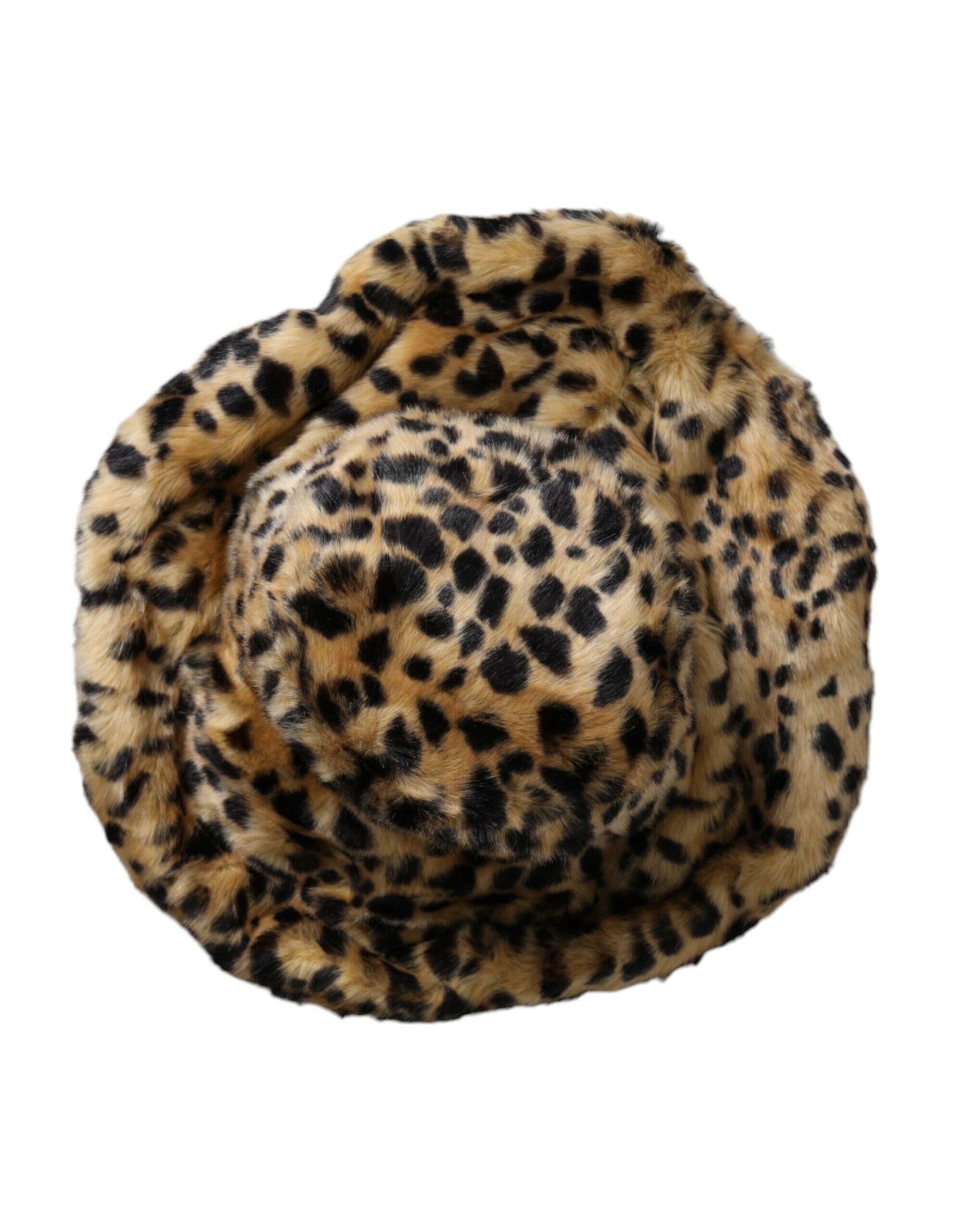 Dolce & Gabbana Brown Leopard Fur Women Bucket Hat -   -  Dolce & Gabbana.