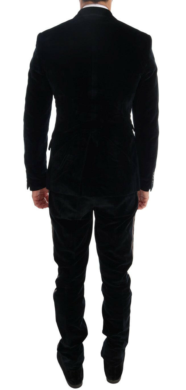 Dolce & Gabbana Blue Velvet Two Button Slim 3 Piece Suit -   -  Dolce & Gabbana.