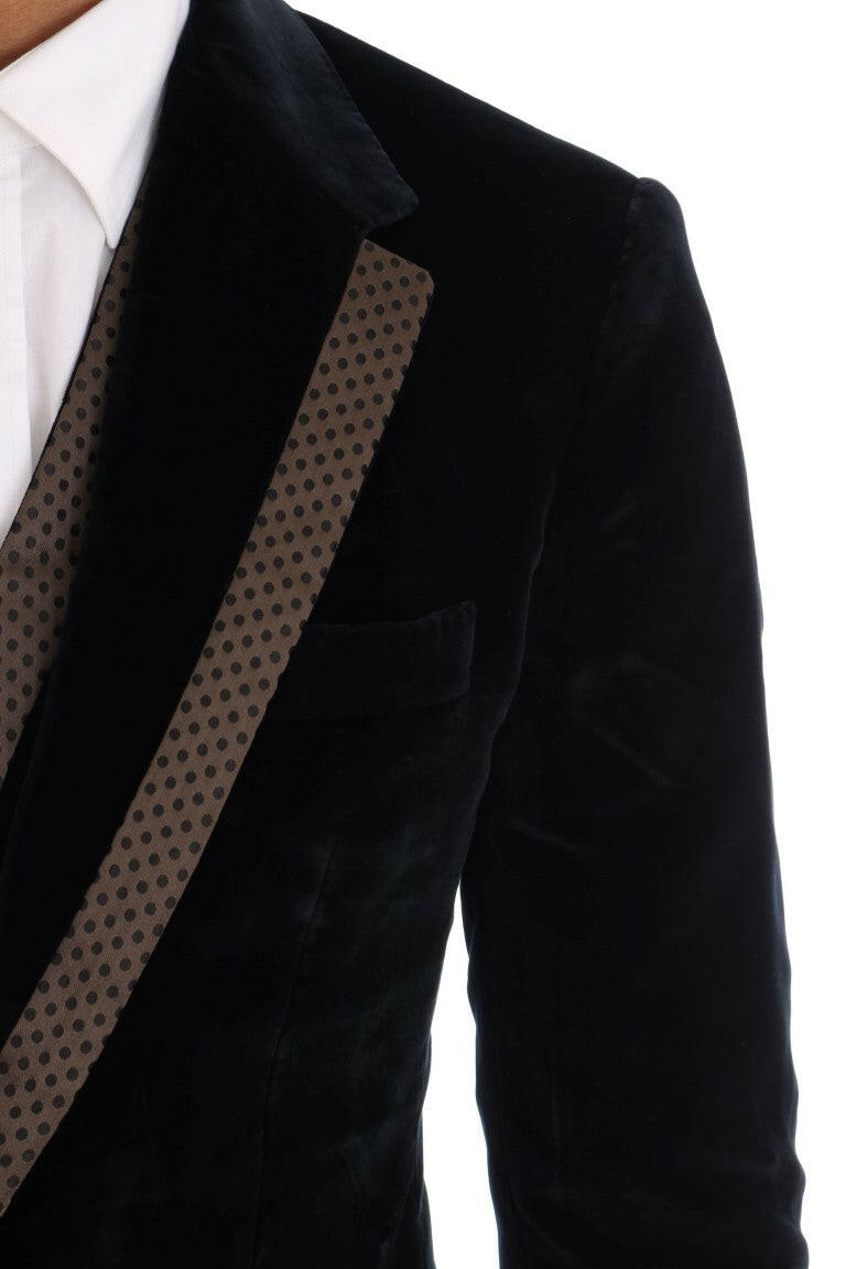 Dolce & Gabbana Blue Velvet Two Button Slim 3 Piece Suit -   -  Dolce & Gabbana.
