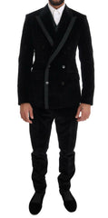 Dolce & Gabbana Black Velvet Slim Double Breasted Suit -   -  Dolce & Gabbana.