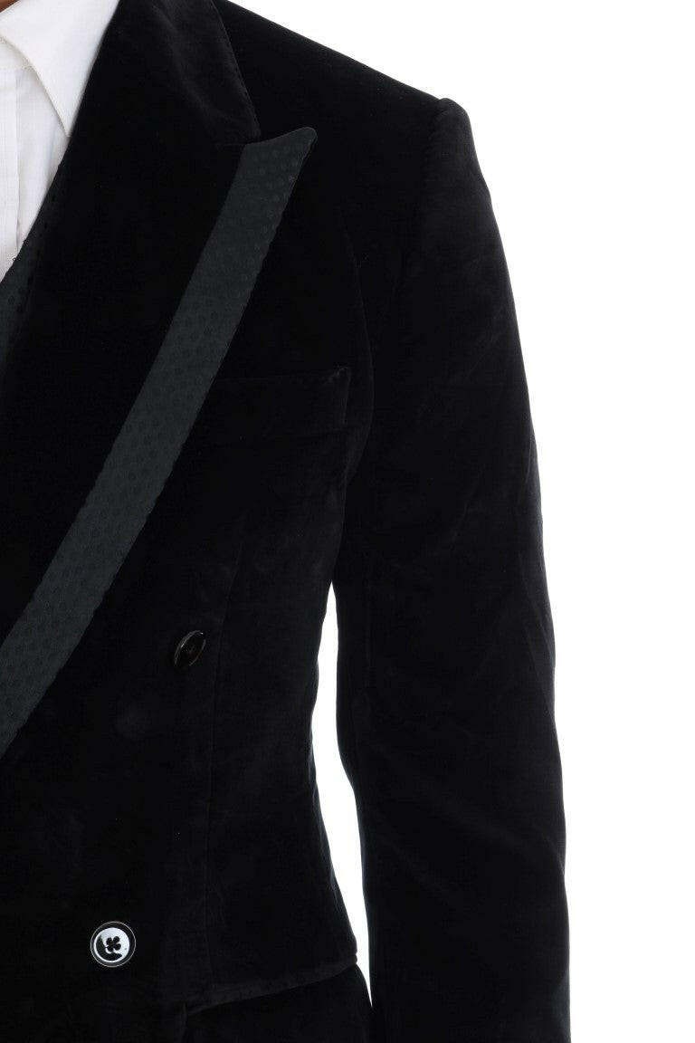 Dolce & Gabbana Black Velvet Slim Double Breasted Suit -   -  Dolce & Gabbana.