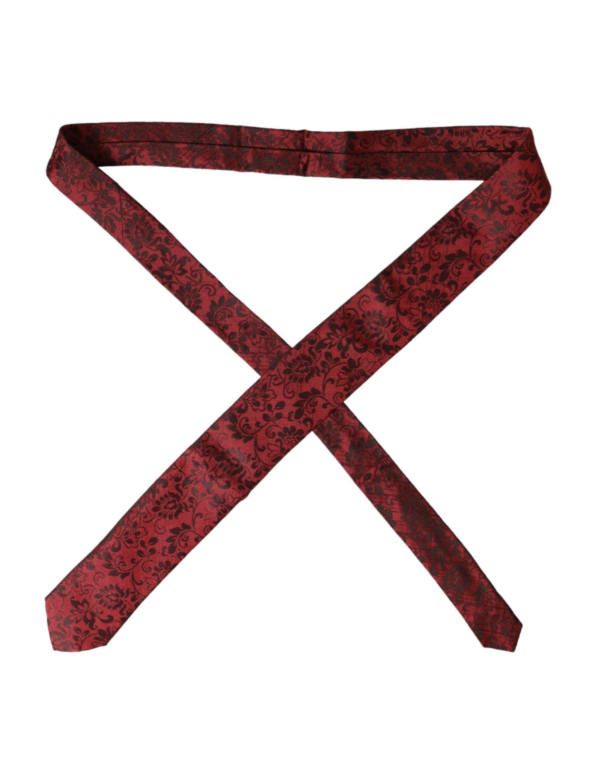 Dolce & Gabbana Red Floral Brocade Silk Adjustable Men Tie -  Neckties, Men -  Dolce & Gabbana.