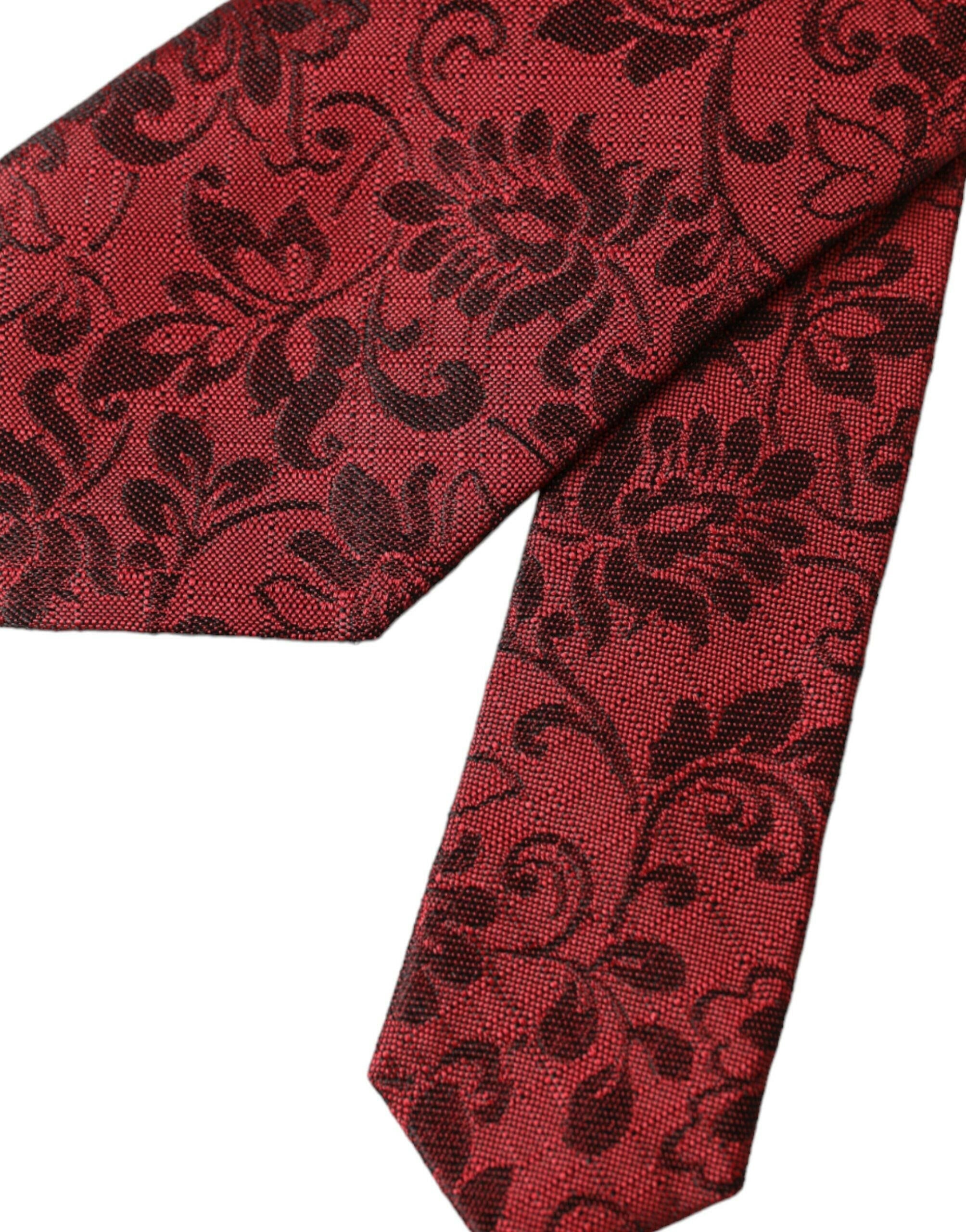 Dolce & Gabbana Red Floral Brocade Silk Adjustable Men Tie -  Neckties, Men -  Dolce & Gabbana.
